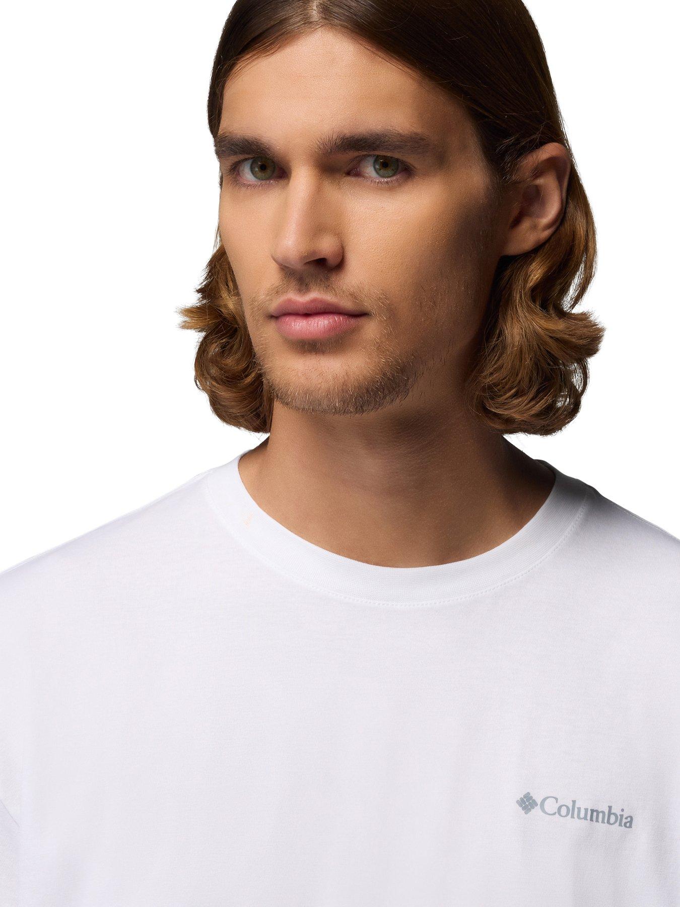  image of columbia-mens-black-butte-long-sleeve-graphic-tee-white