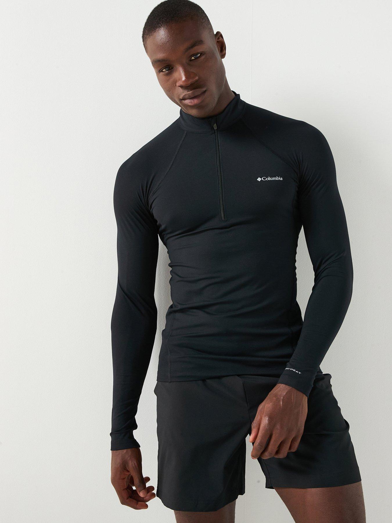 Image 1 of 6 of Columbia Mens Midweight Stretch Long Sleeve Half Zip Top - Black