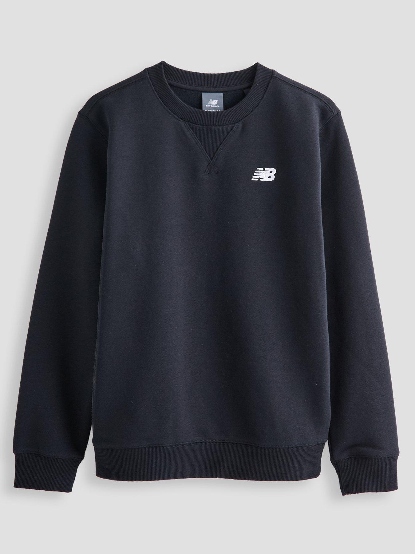 New Balance Junior Boys Small Logo Crew Neck Sweatshirt   - Black