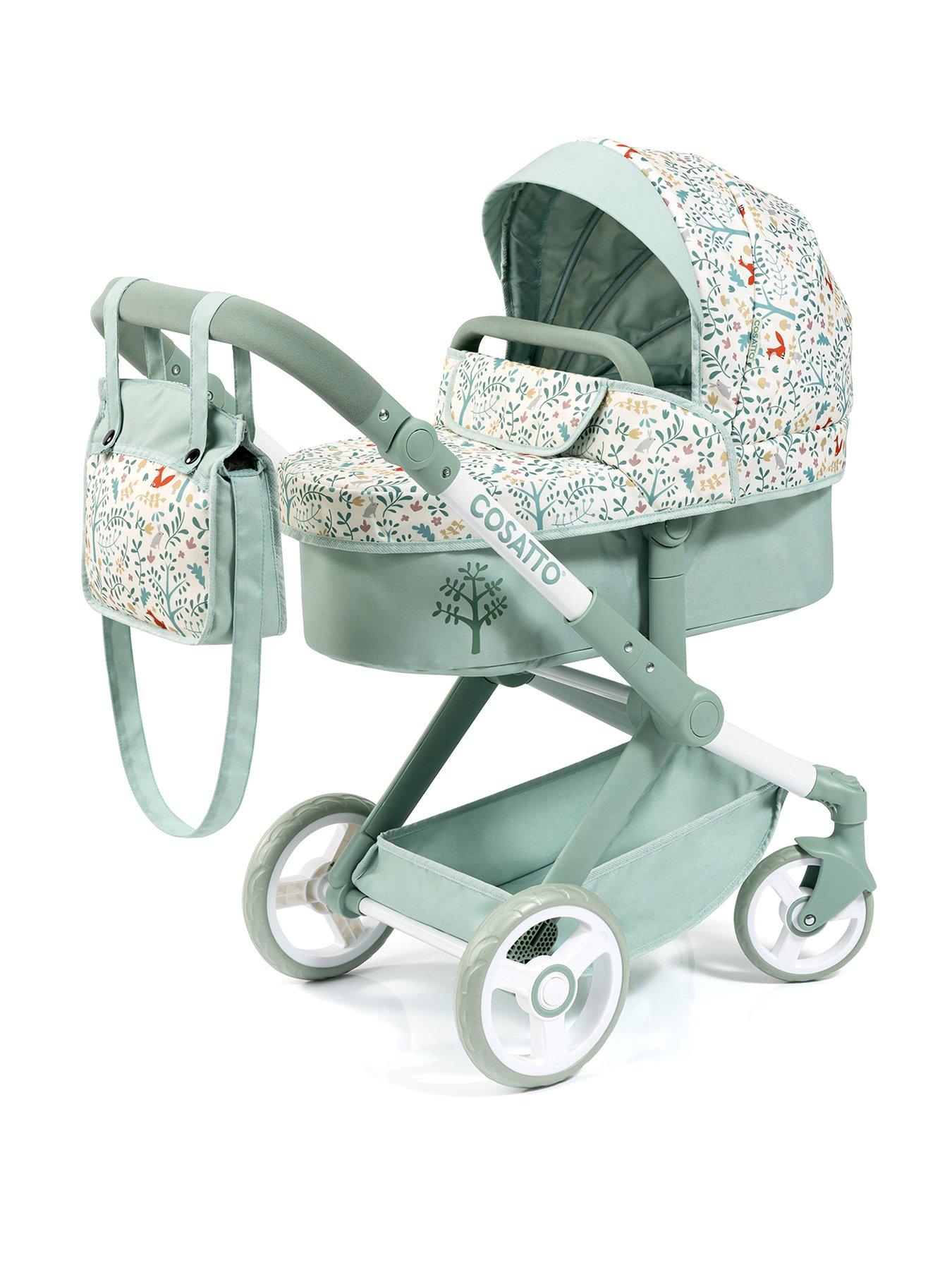  image of cosatto-woodland-print-cosatto-doll-pram-sage-green