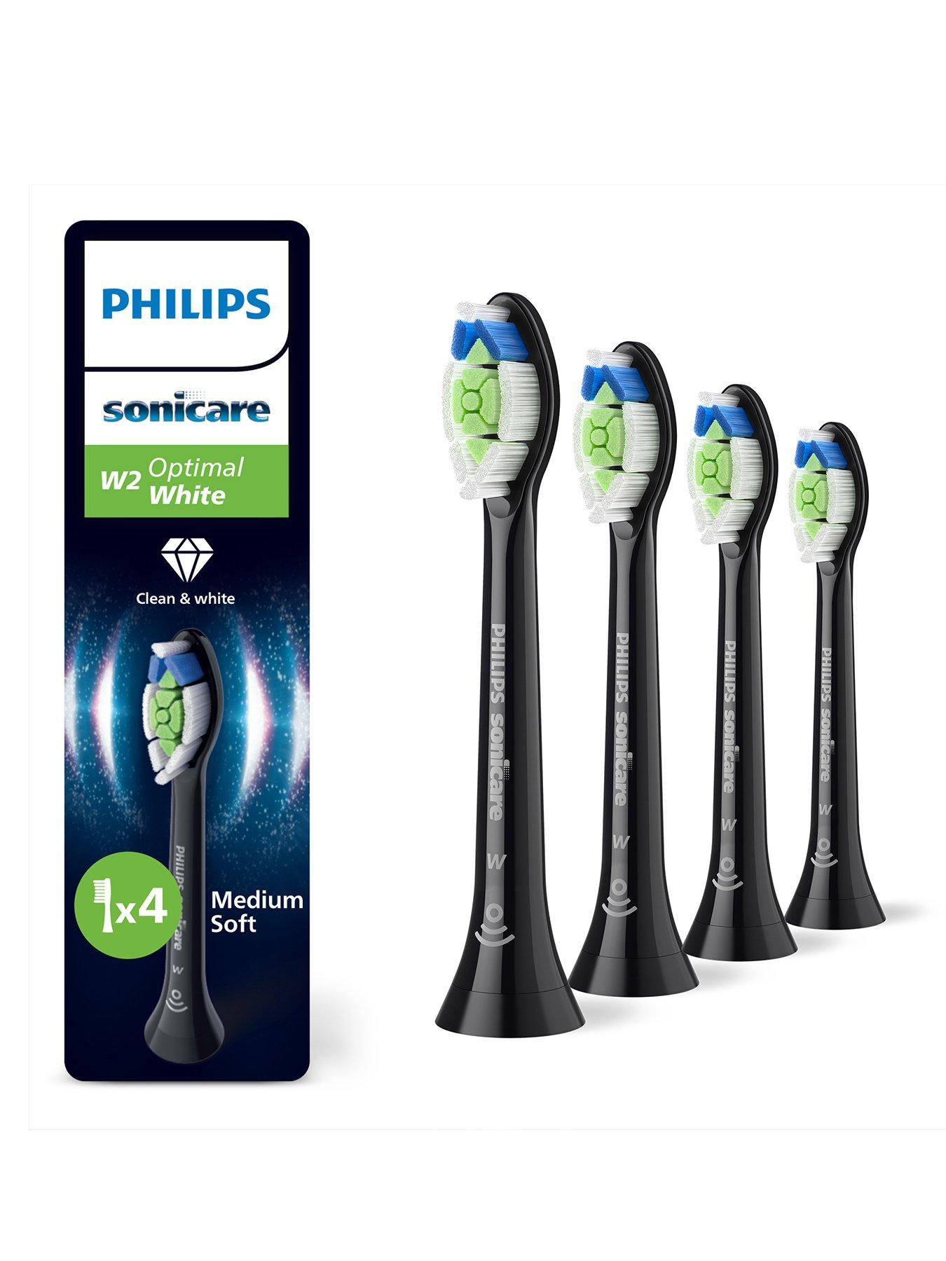 Philips Sonicare W2 Optimal White, Genuine Replacement Toothbrush Heads, Black, 4 Pack, HX6064/88