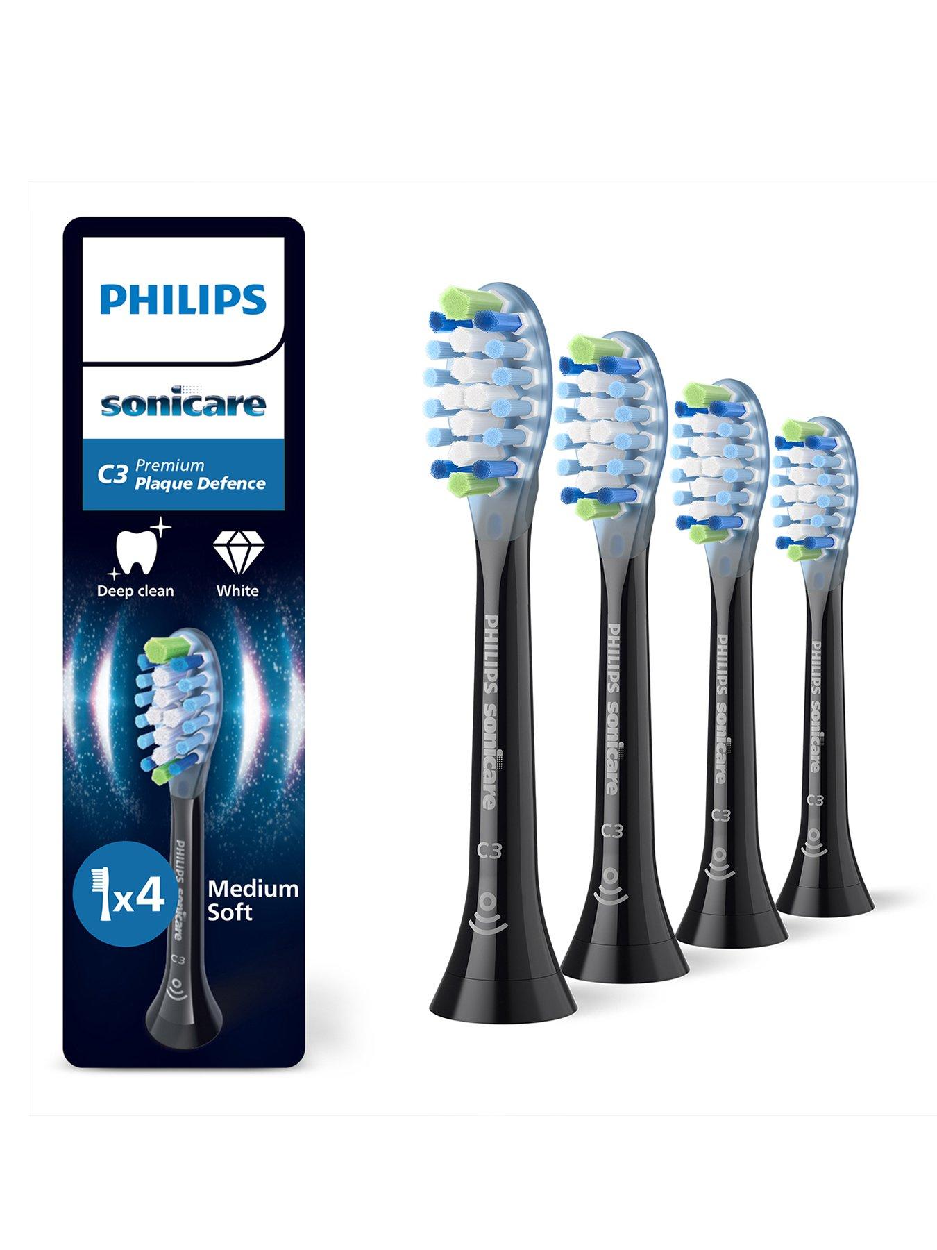 undefined Sonicare C3 Premium Plaque Defence, Genuine Replacement Toothbrush Heads, Black, 4 Pack, HX9044/88