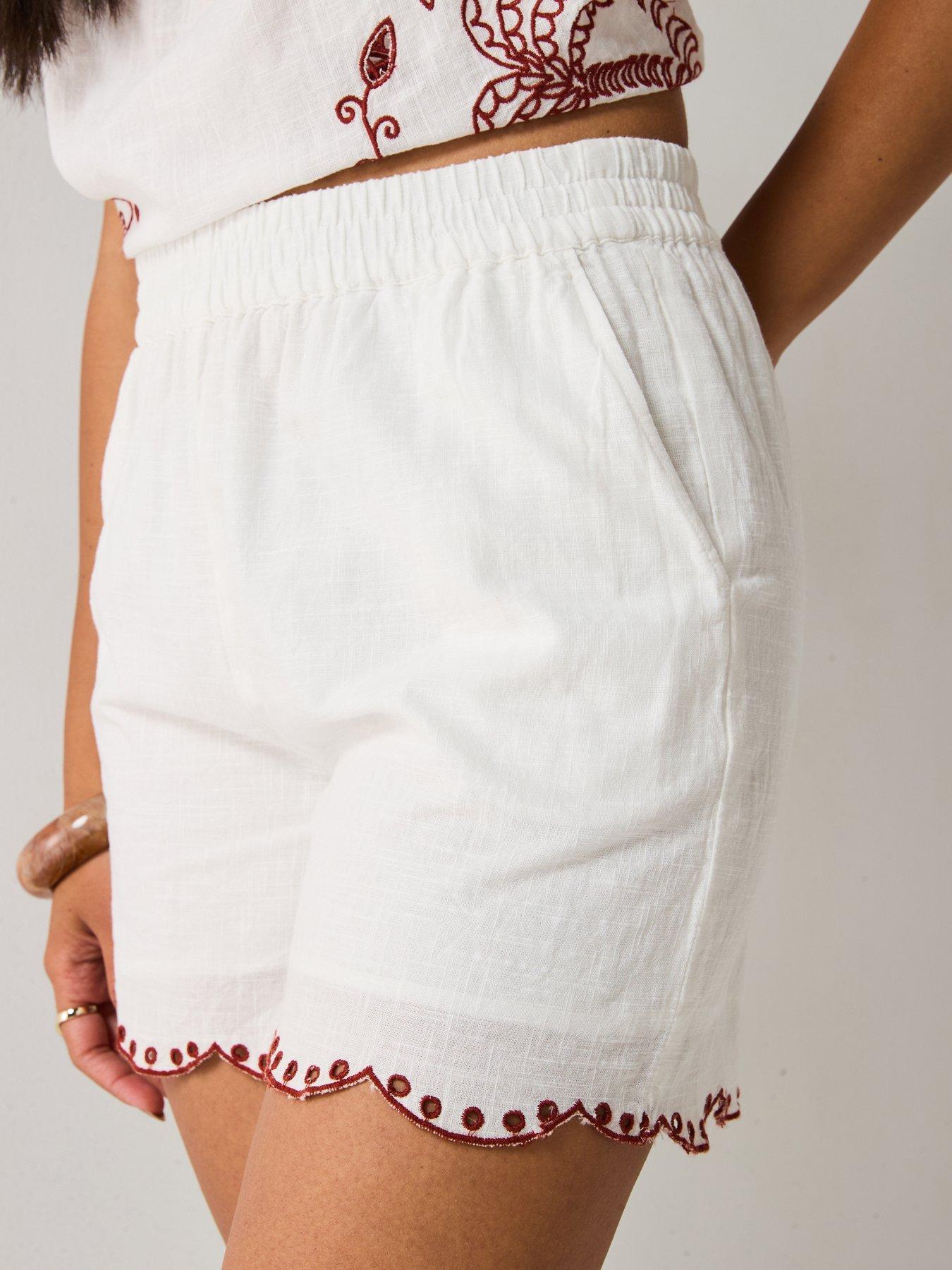  image of jdy-palma-high-waist-embroidery-woven-shorts-white
