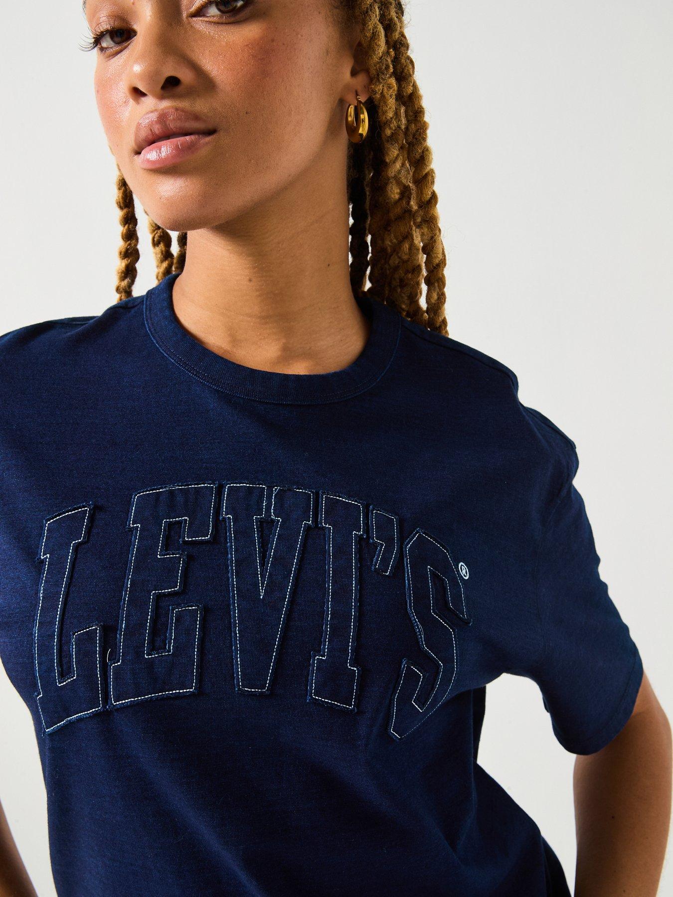 Image 6 of 6 of Levi's Graphic Tabor T-Shirt - 1873 Raw Edge Applique Indigo - Blue
