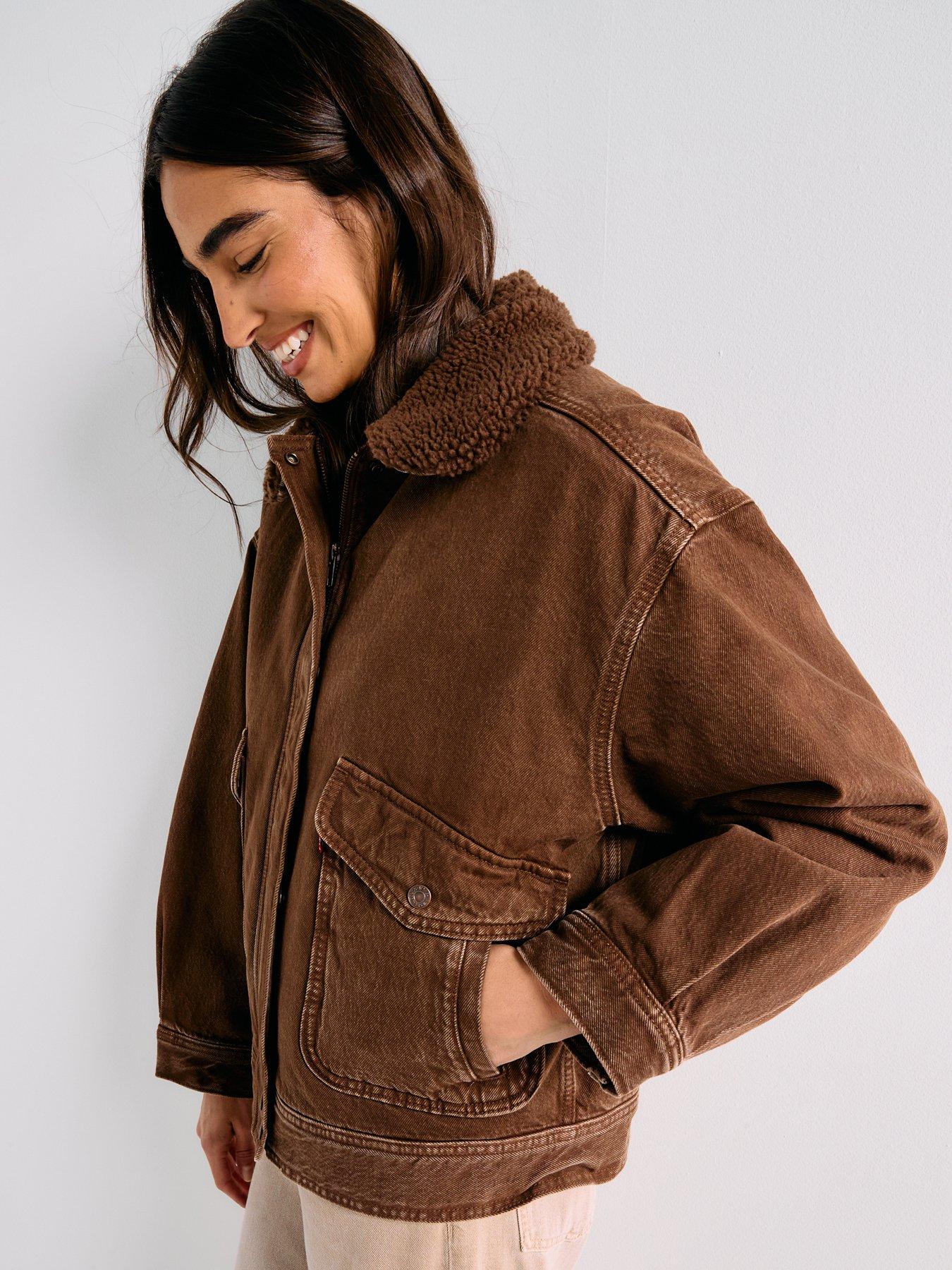 Image 1 of 6 of Levi's Sherpa Bomber Jacket - Lariat Luck Bomber - Brown