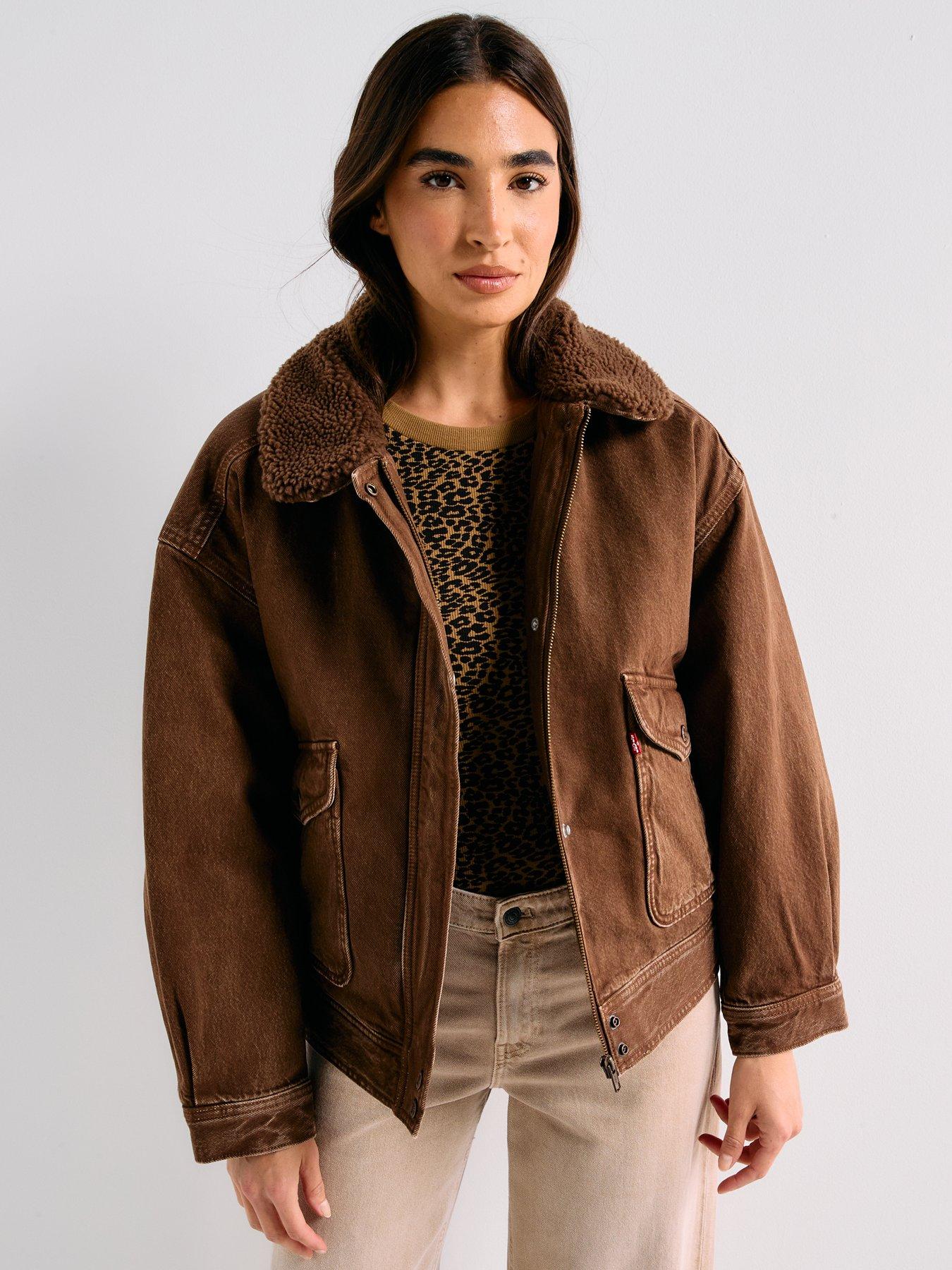 Image 6 of 6 of Levi's Sherpa Bomber Jacket - Lariat Luck Bomber - Brown