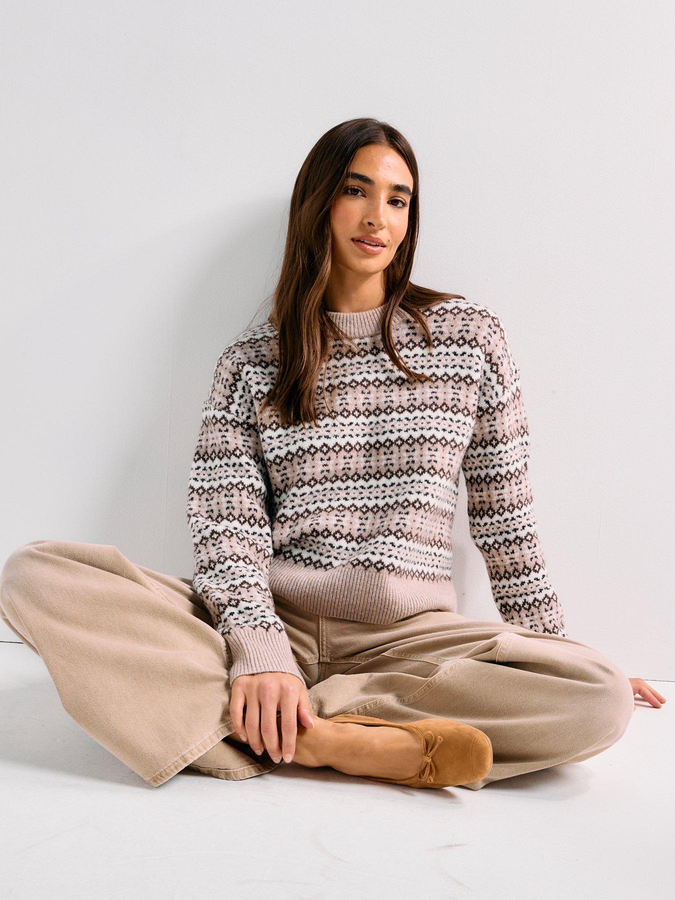 Image 6 of 6 of Levi's Ines Fairisle Sweater - Taupe Heather Wool Blend