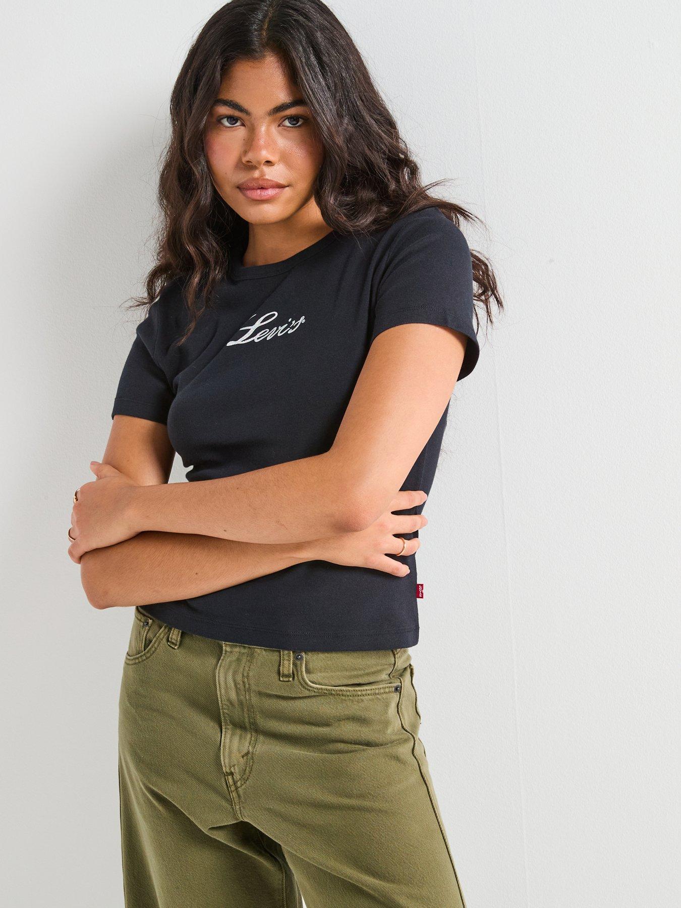 Levi's Graphic Rickie T-Shirt - Glitter Script N Anthracite - Black