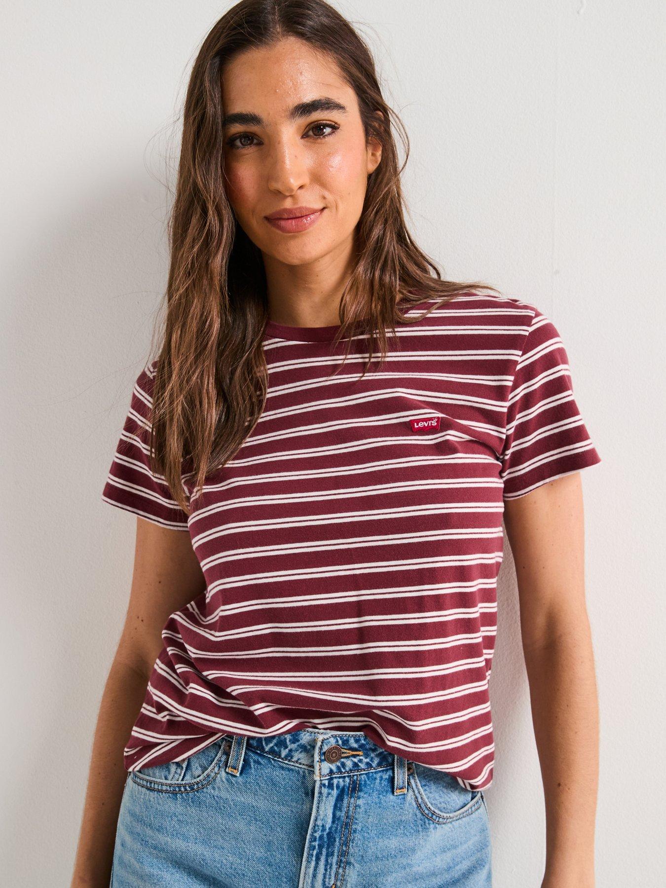 Levi's Perfect T-shirt - Trudy Stripe Chocolate Truffle Cotton