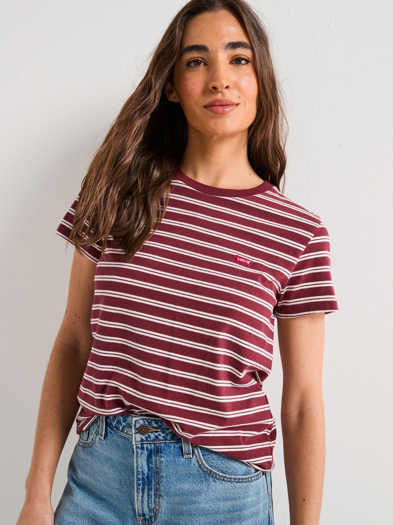 Image 4 of 6 of Levi's Perfect T-shirt - Trudy Stripe Chocolate Truffle Cotton