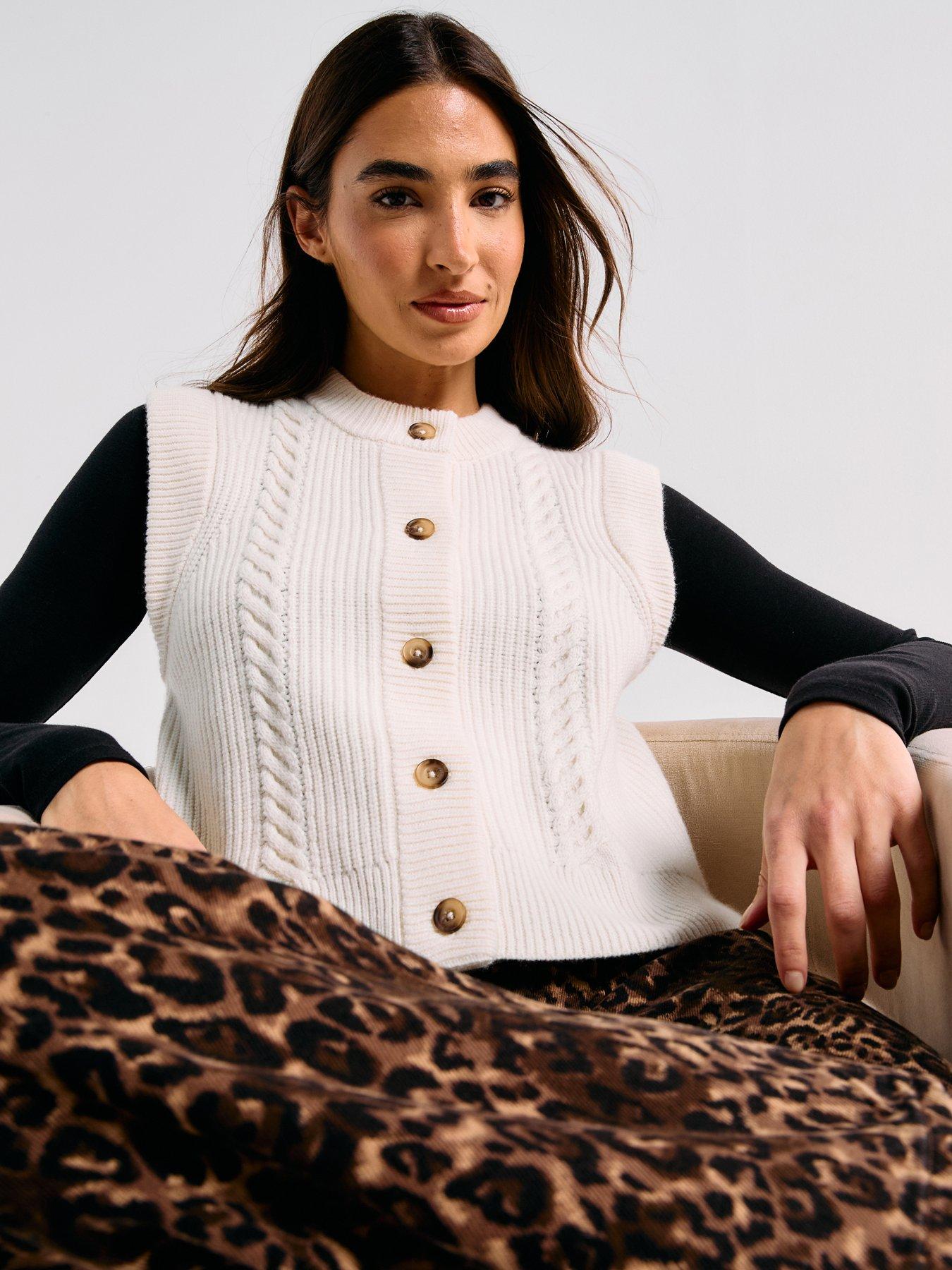 undefined Ines Cable Sweater Vest - Whisper White