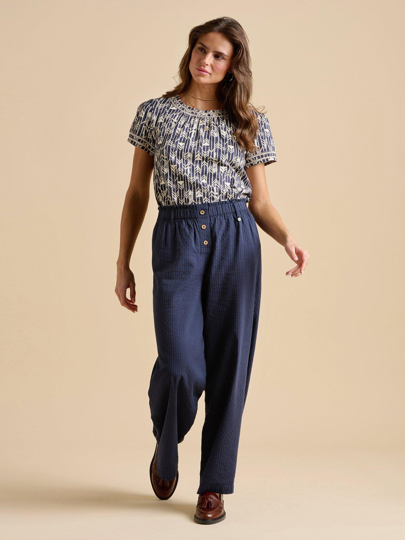  image of brakeburn-paper-bag-trouser-navy
