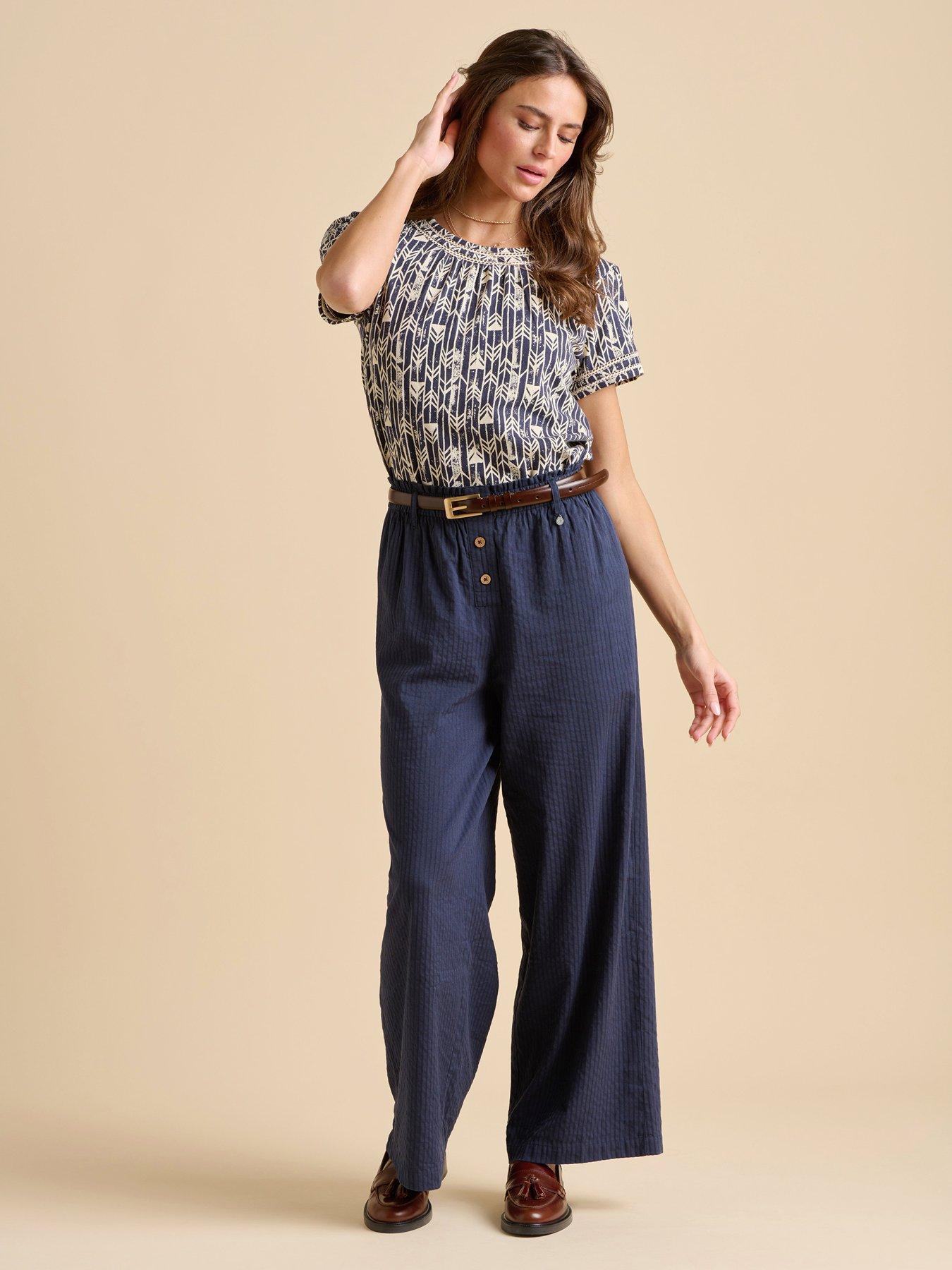  image of brakeburn-paper-bag-trouser-navy