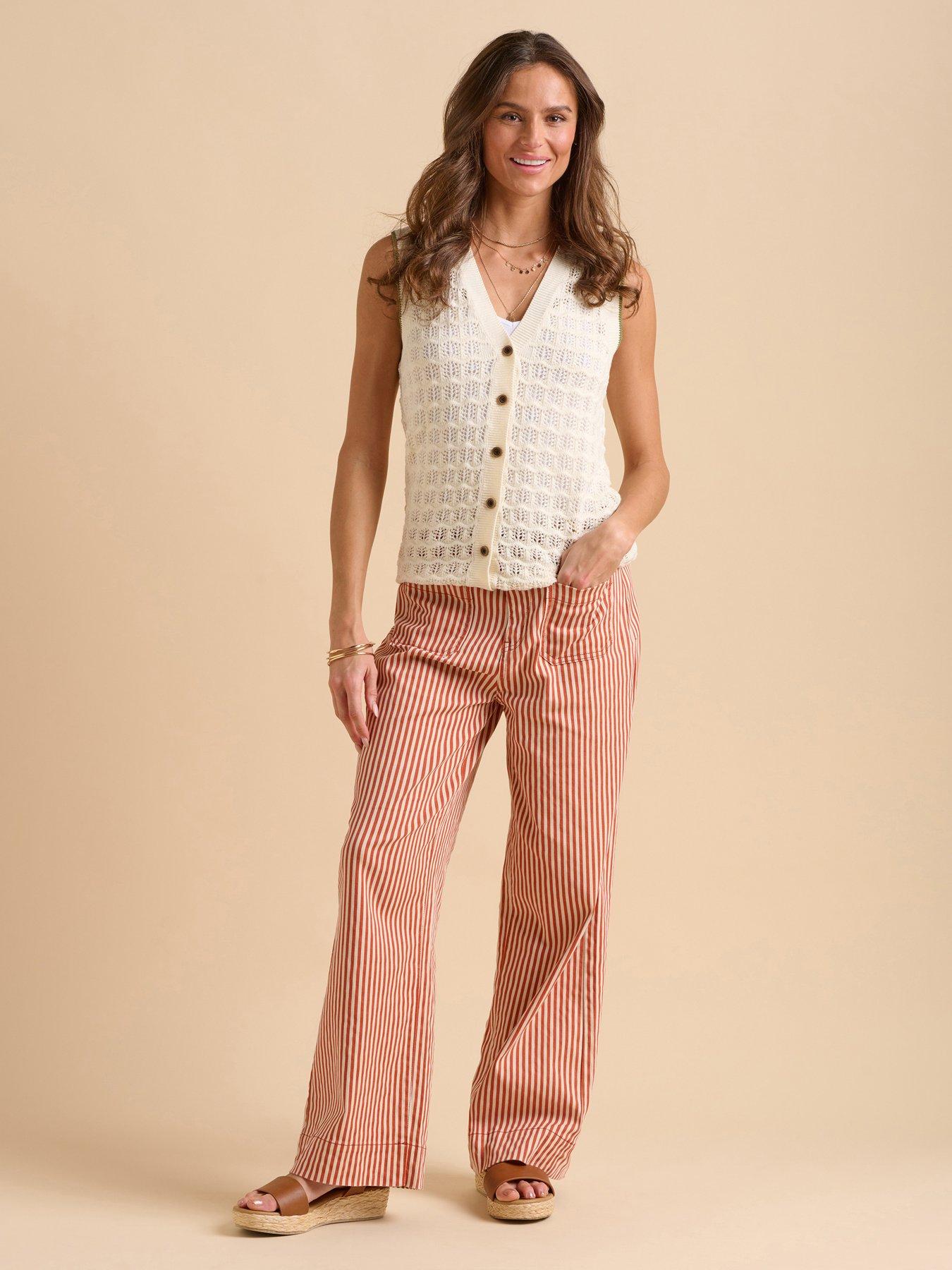undefined Stripe Straight Leg Jeans - Pink