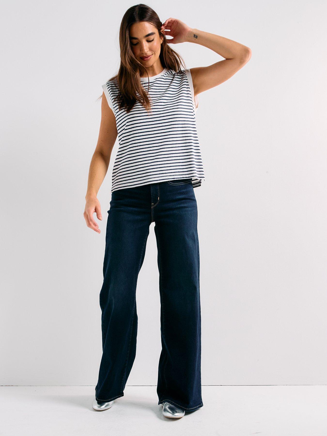 Image 3 of 6 of Levi's Boxy Tank - Emmi Stripe Peacoat Slub - Blue