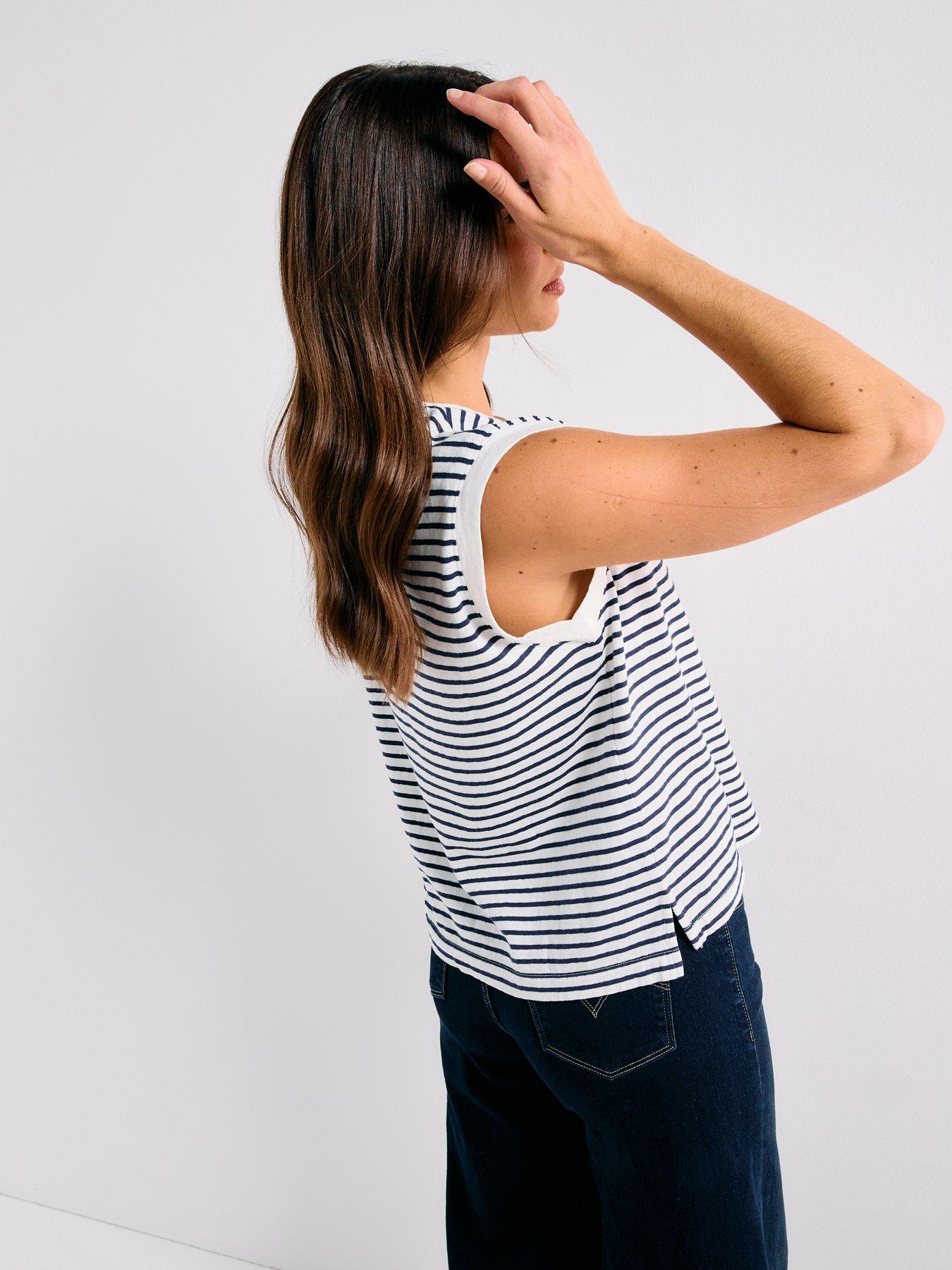 Image 6 of 6 of Levi's Boxy Tank - Emmi Stripe Peacoat Slub - Blue