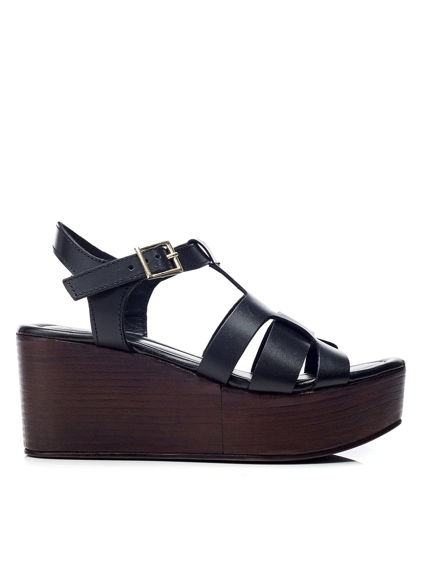 undefined Quizette Leather Wedge Sandal - Black