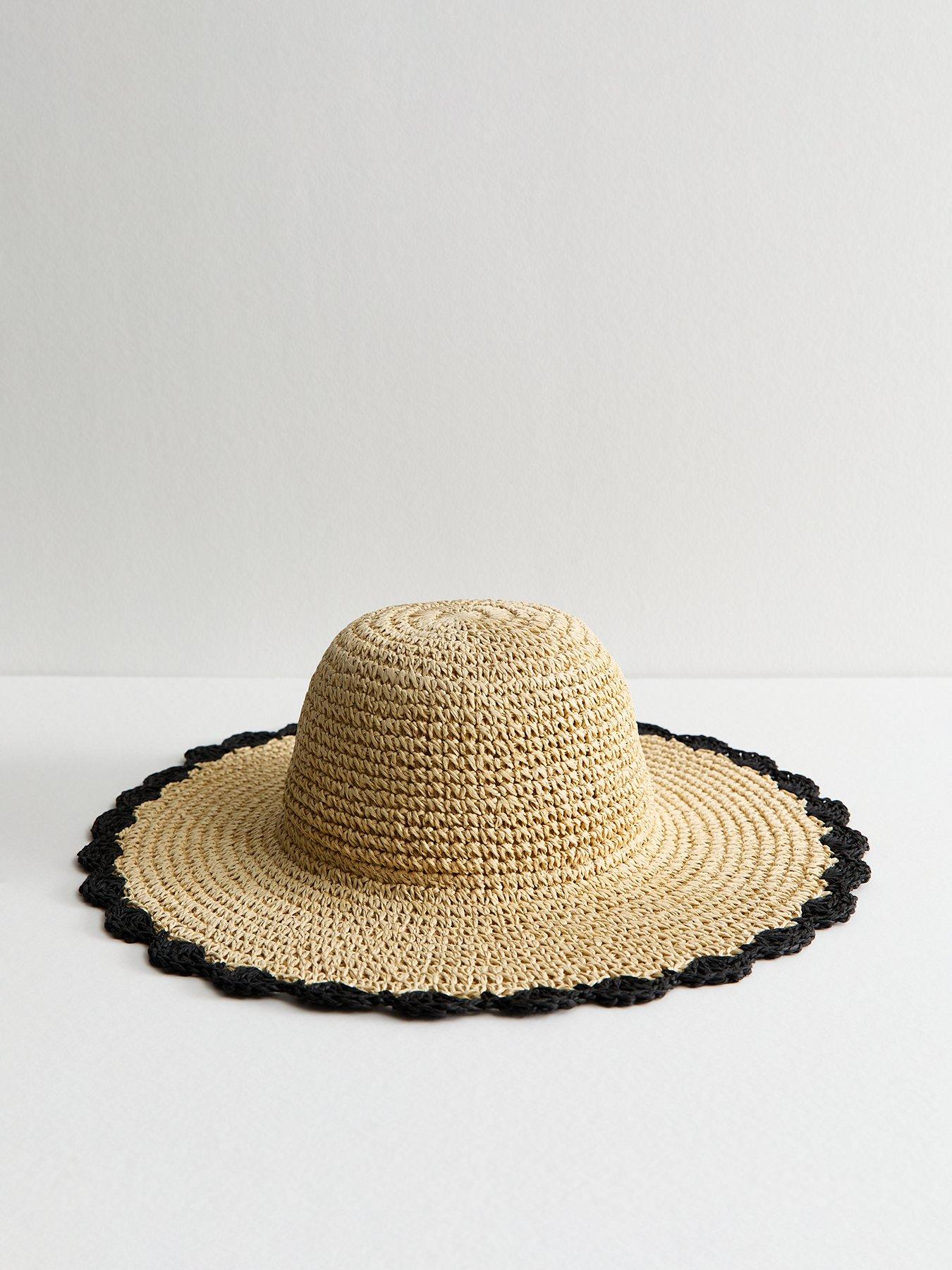 New Look Stone Scalloped Edge Straw Hat
