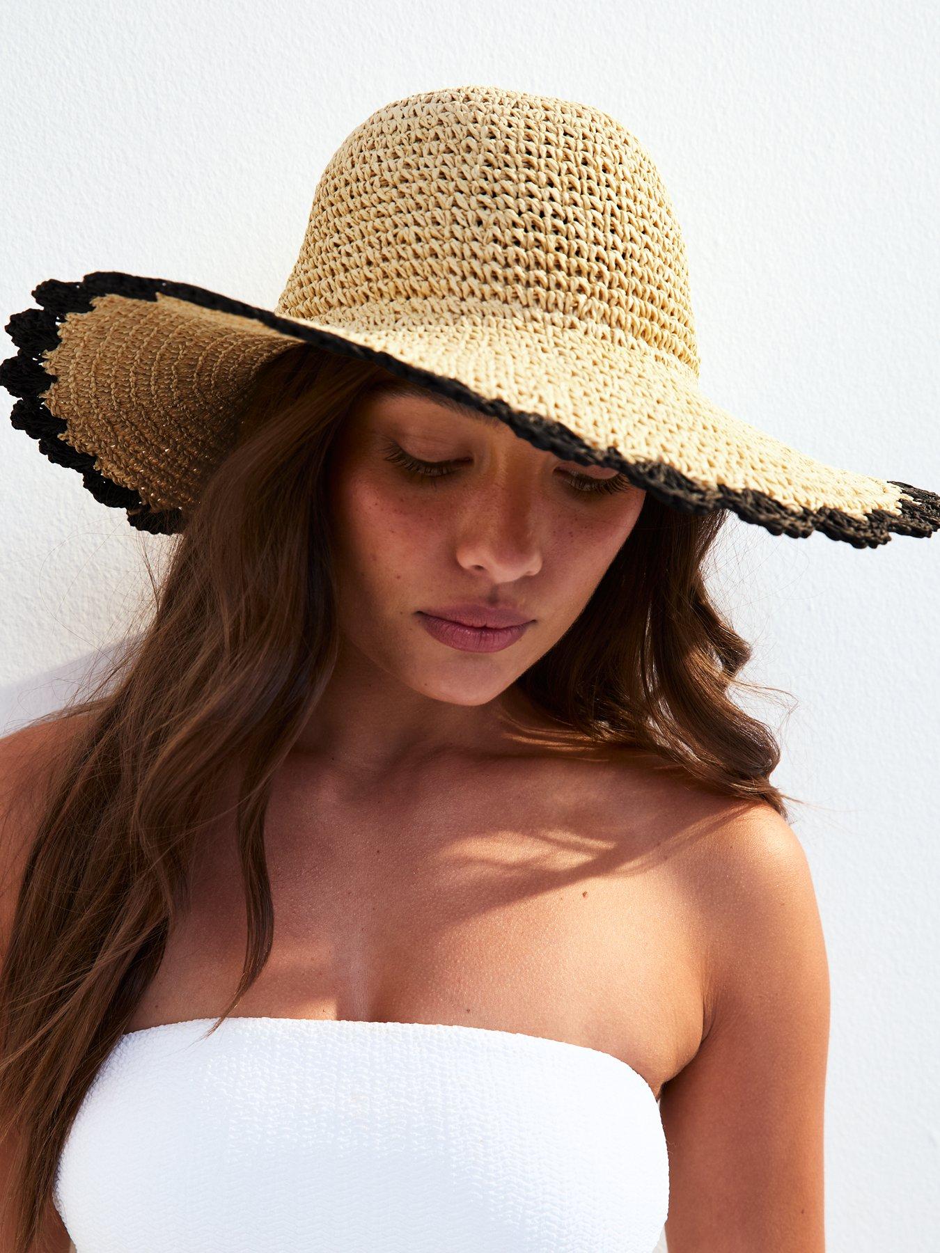 Image 2 of 3 of New Look Stone Scalloped Edge Straw Hat