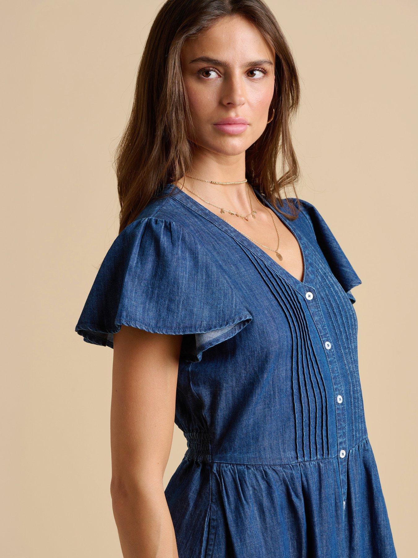 white christmas dresses Denim Work Dress | Denim Midi Dress main image 0