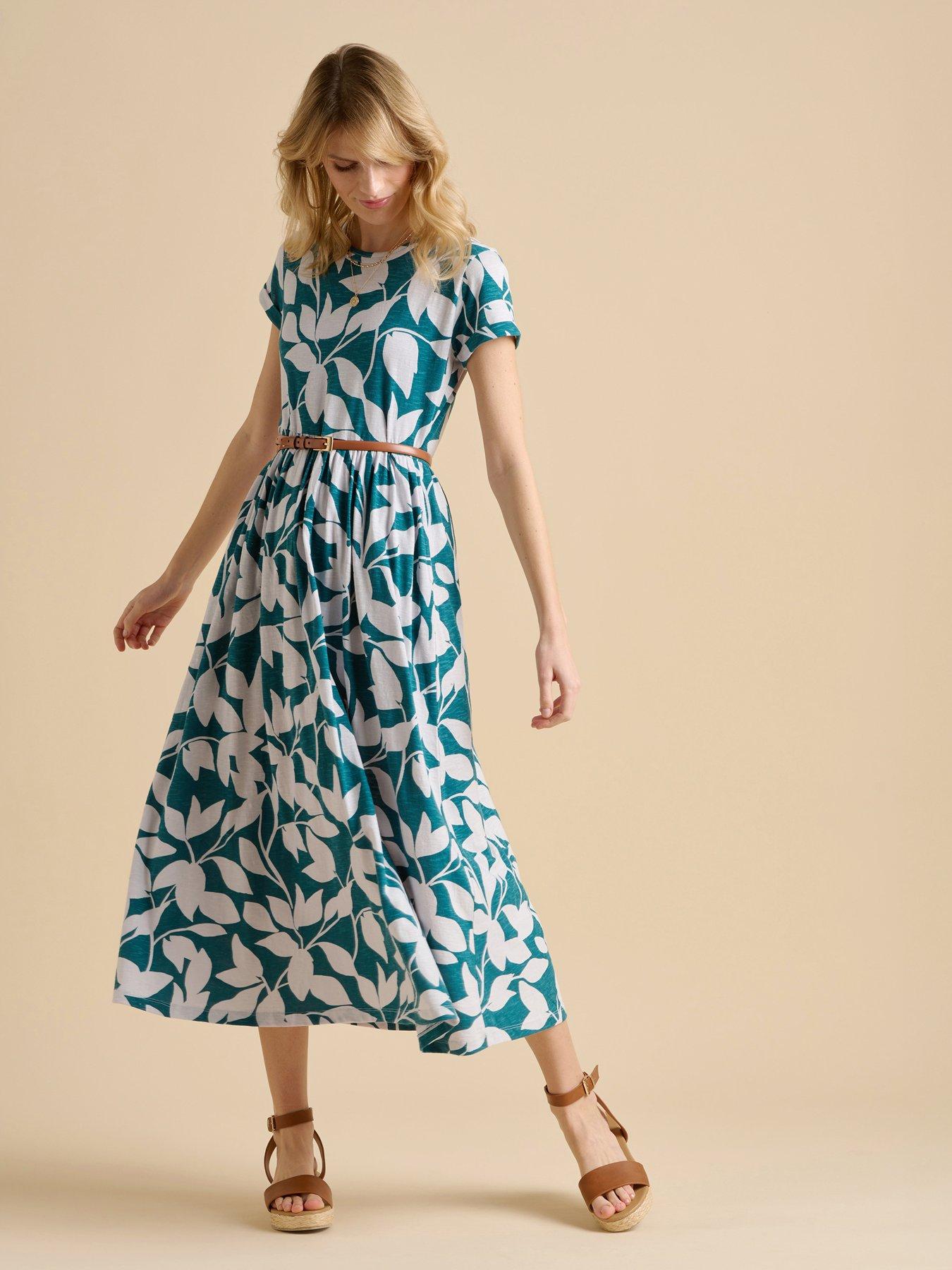 undefined Woodland Leaves Maxi Jersey Dress