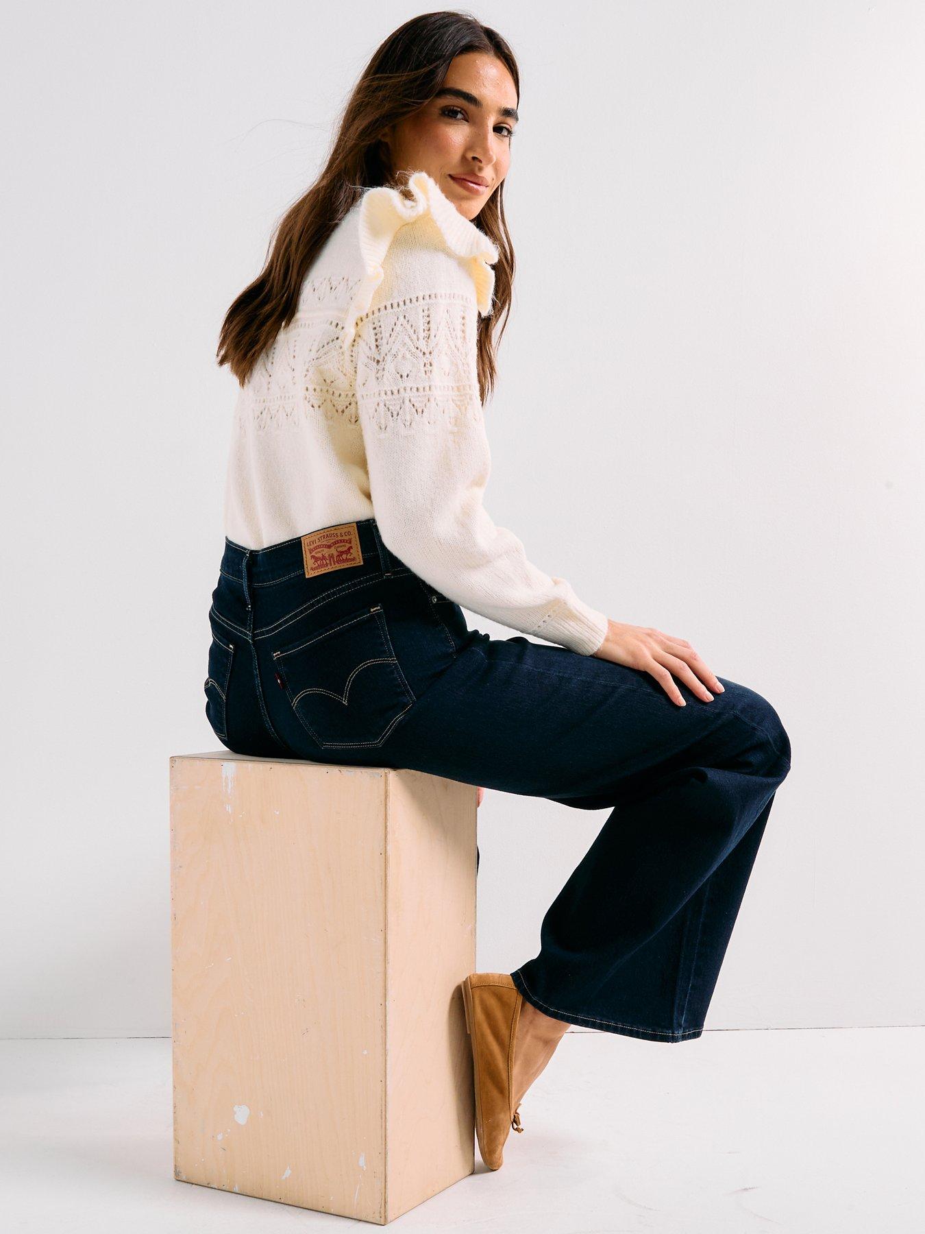 Image 2 of 6 of Levi's 318 Shaping Wide-Leg Jeans - Chances Are - Navy