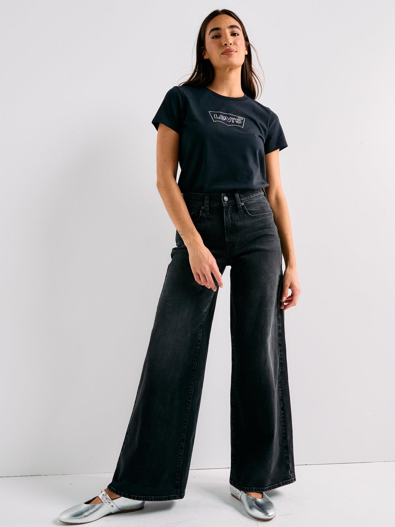 Image 3 of 6 of Levi's 728 High Rise Wide Leg Jeans - Rodeo Princess (Black)
