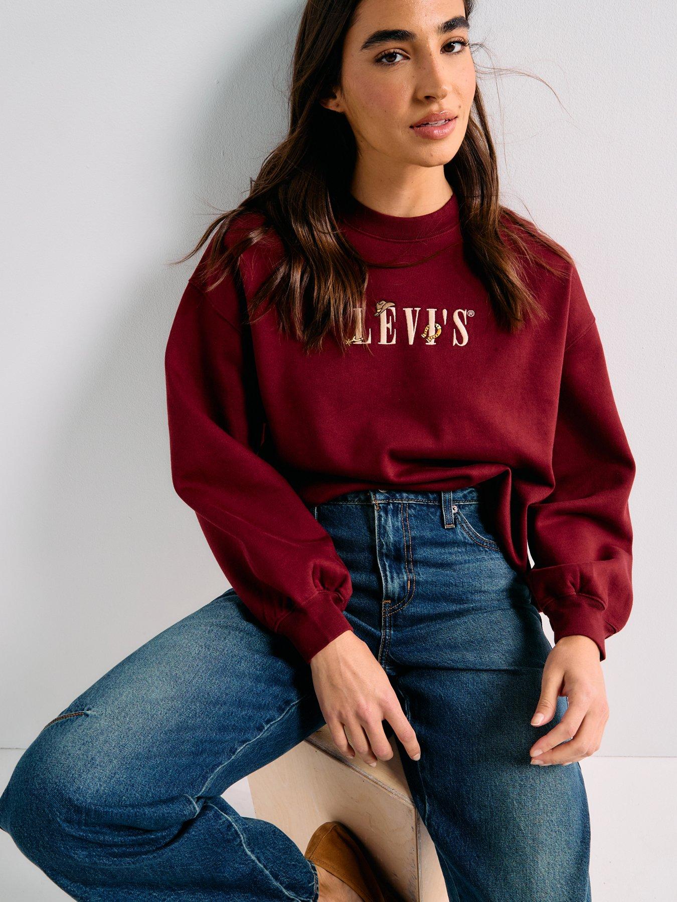 undefined Graphic Leo Crewneck Sweatshirt - Crew Serif Western Motifs Chocolate Truffle Red
