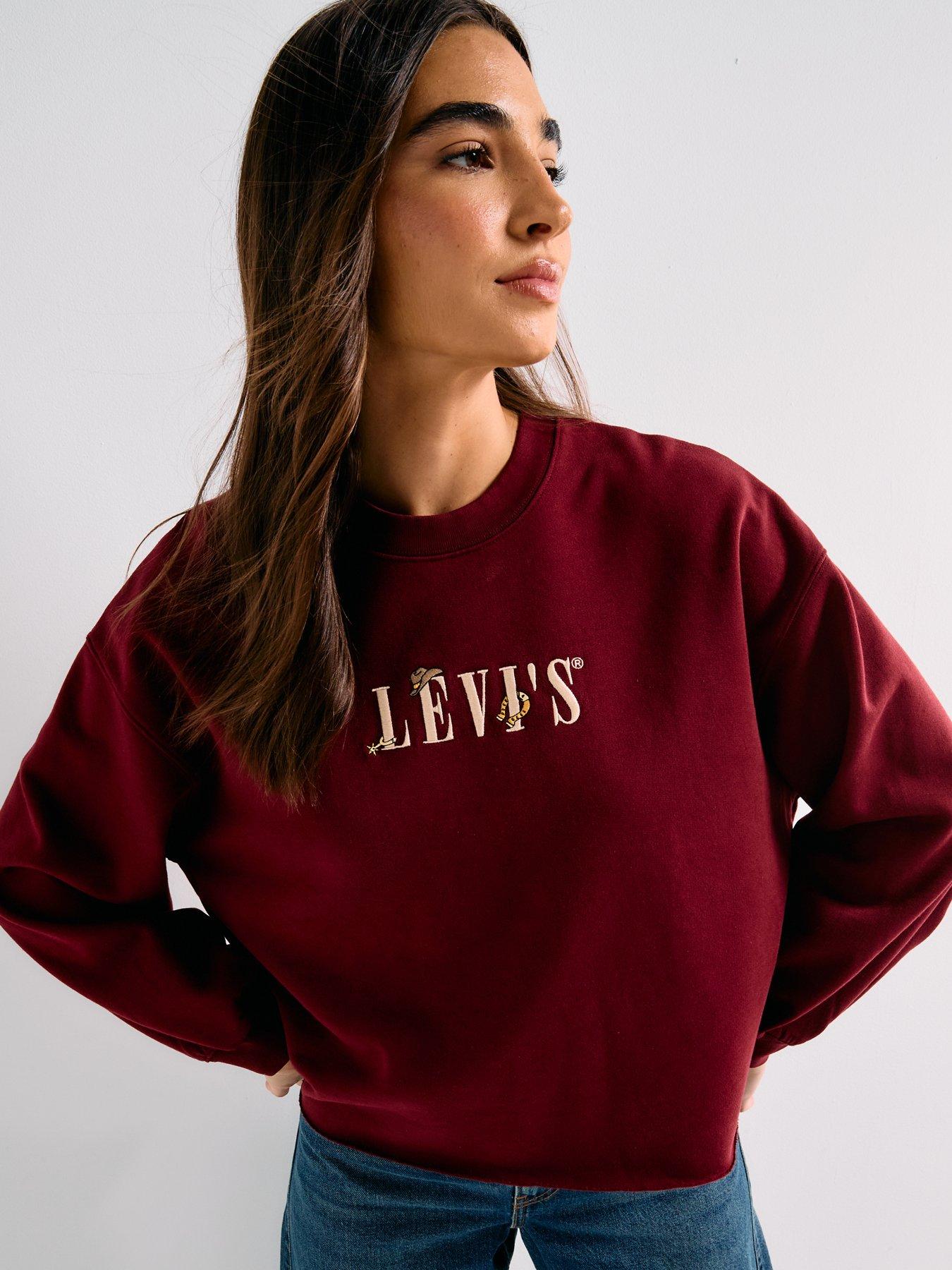 Image 4 of 6 of Levi's Graphic Leo Crewneck Sweatshirt - Crew Serif Western Motifs Chocolate Truffle Red