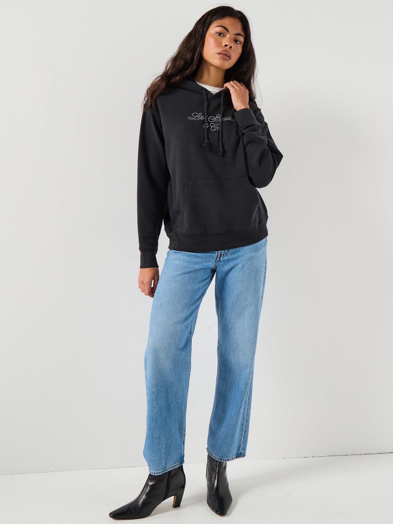  image of levis-graphic-heritage-hoodie-hoodie-rhinestone-script-anthracite-black