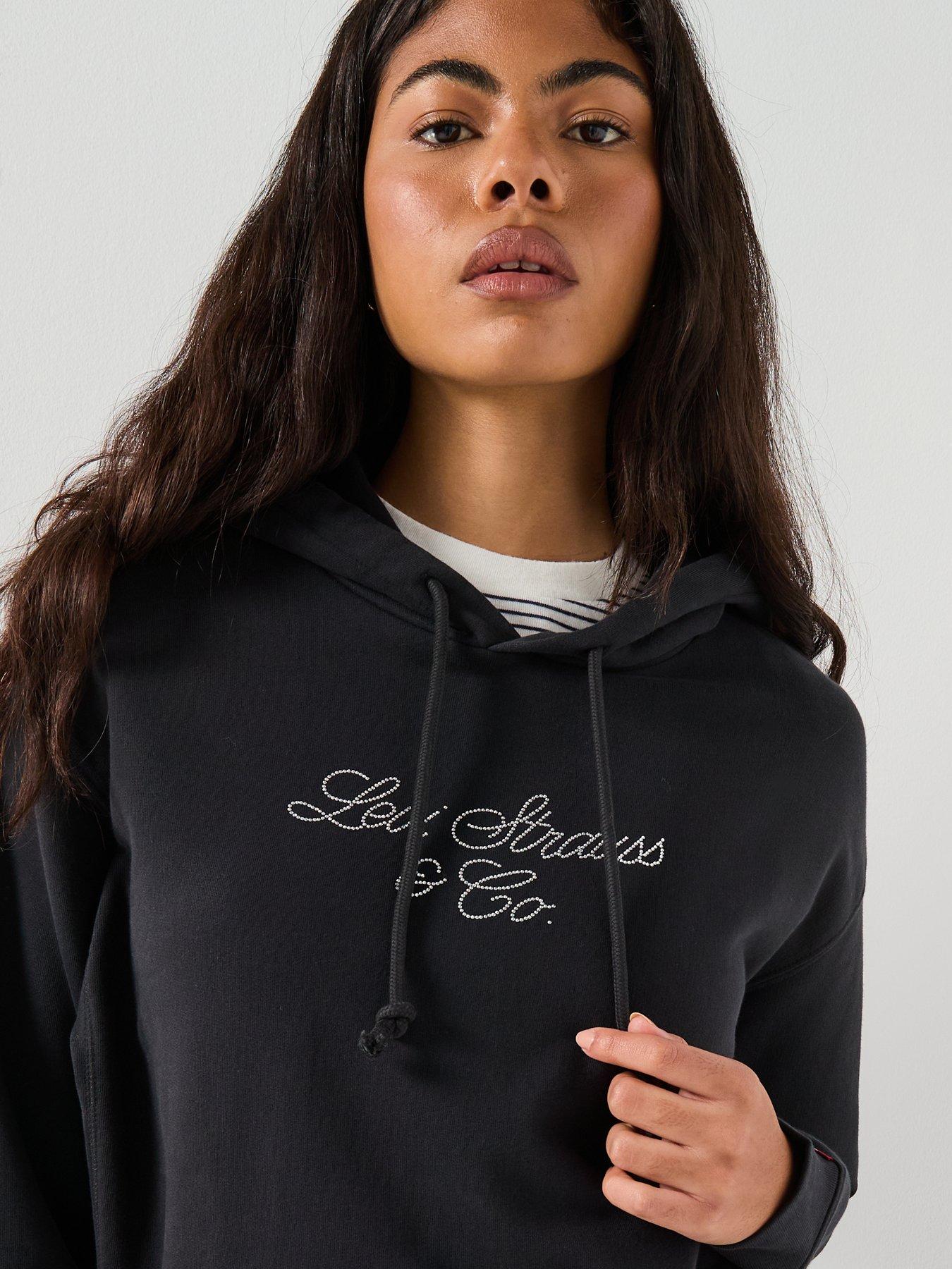  image of levis-graphic-heritage-hoodie-hoodie-rhinestone-script-anthracite-black