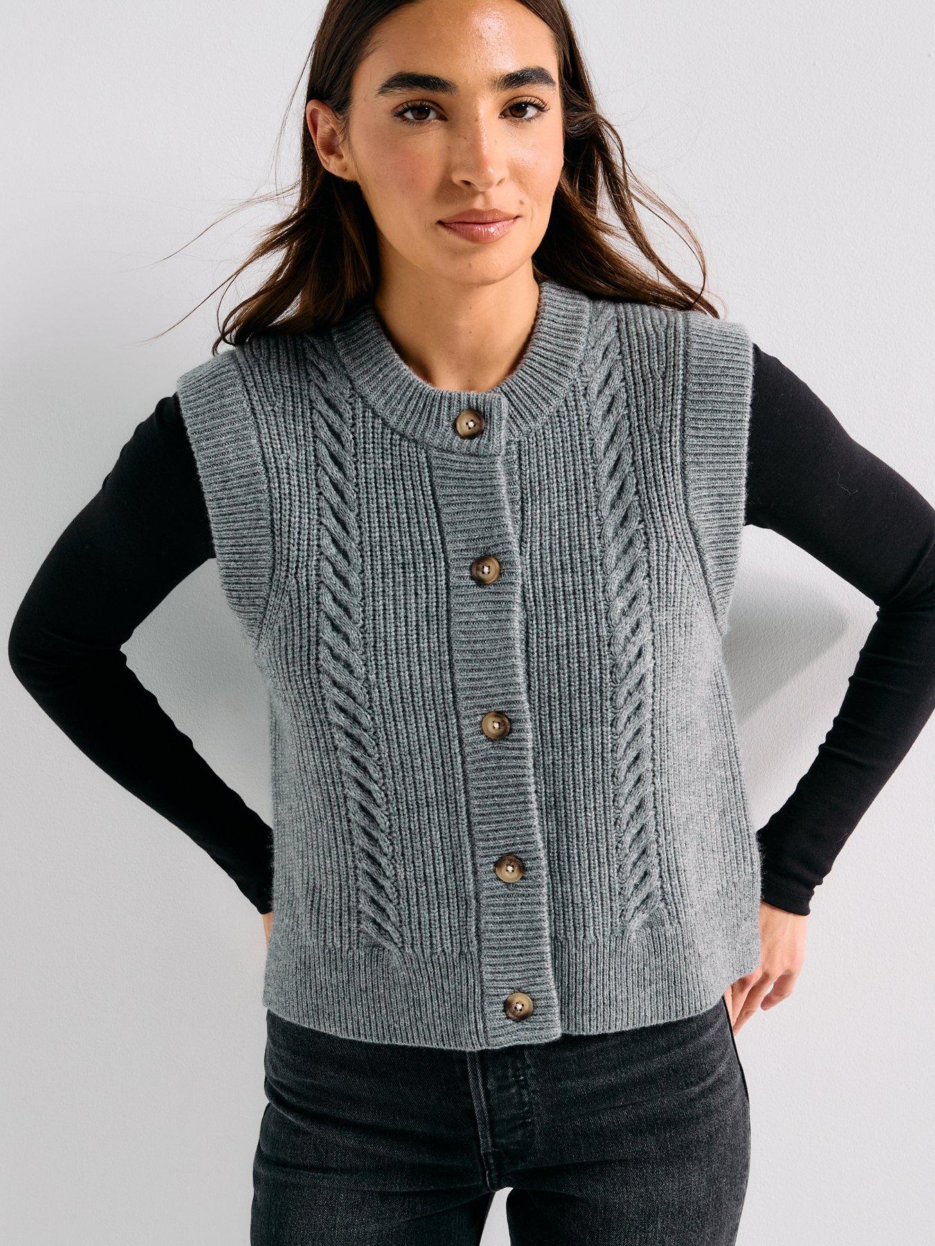 Image 5 of 6 of Levi's Ines Cable Sweater Vest - Mid Heather Gray