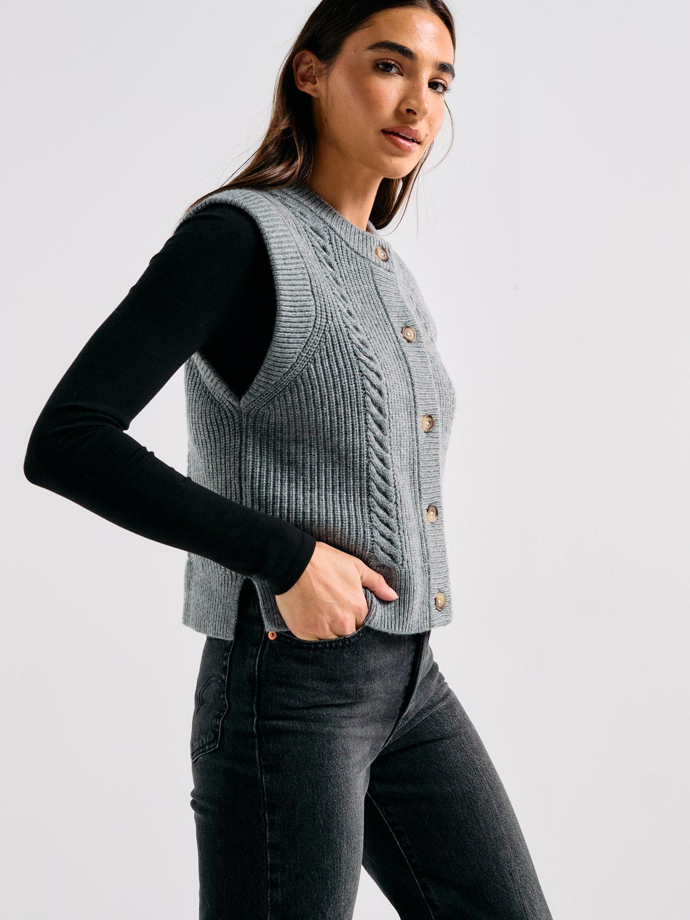 Image 6 of 6 of Levi's Ines Cable Sweater Vest - Mid Heather Gray