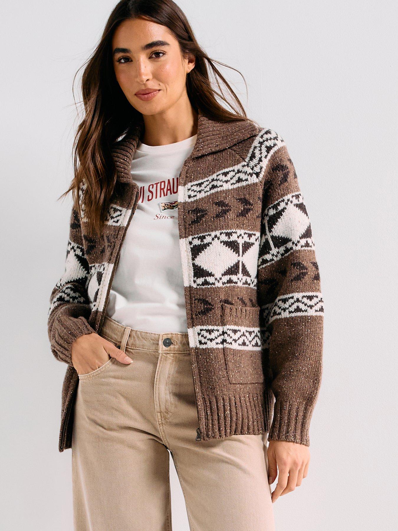 Levi's Waverly Fairisle Zip Sweater - Beige