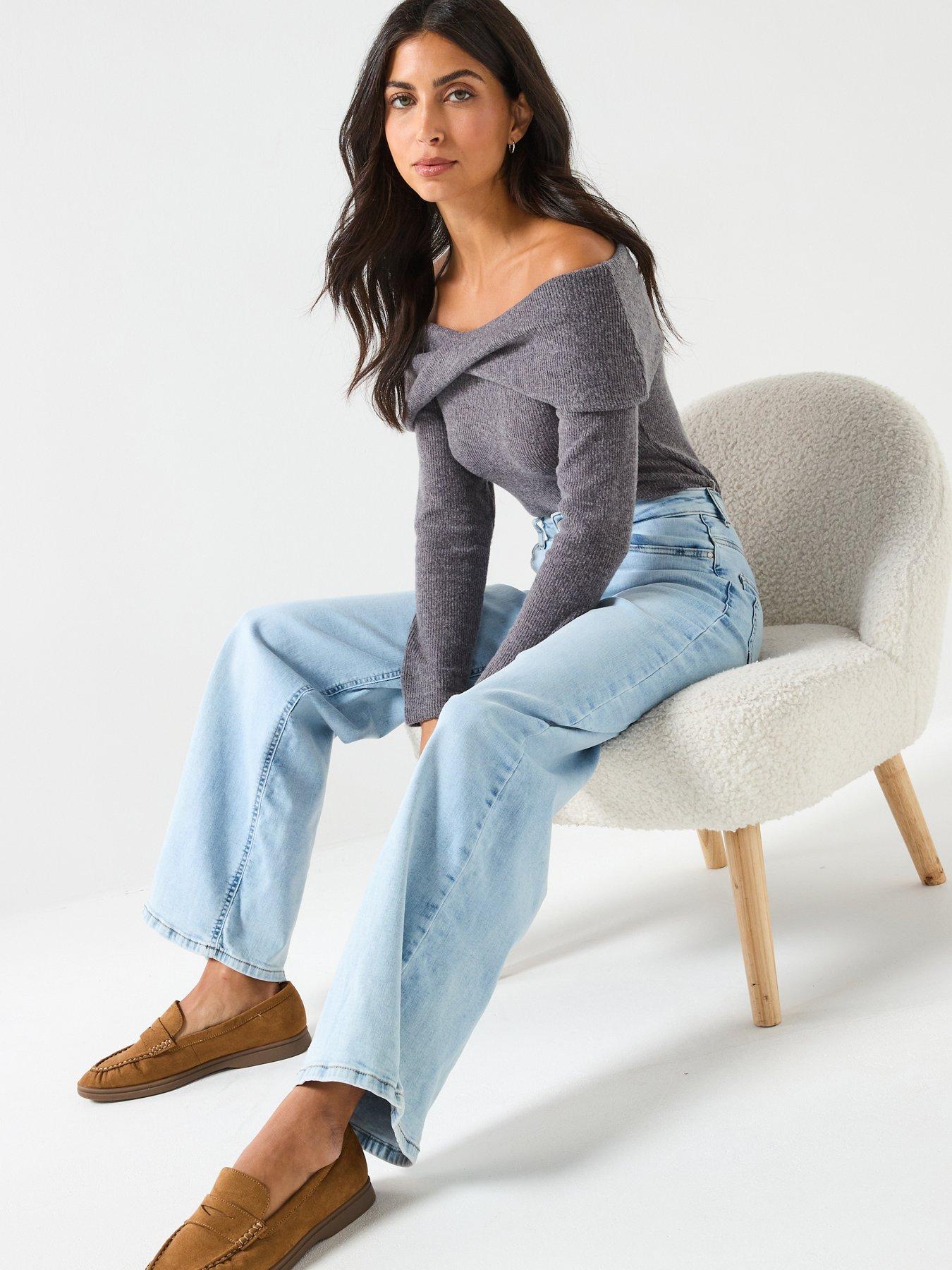 Image 4 of 5 of JDY High Waist Wide Leg Jeans - Blue