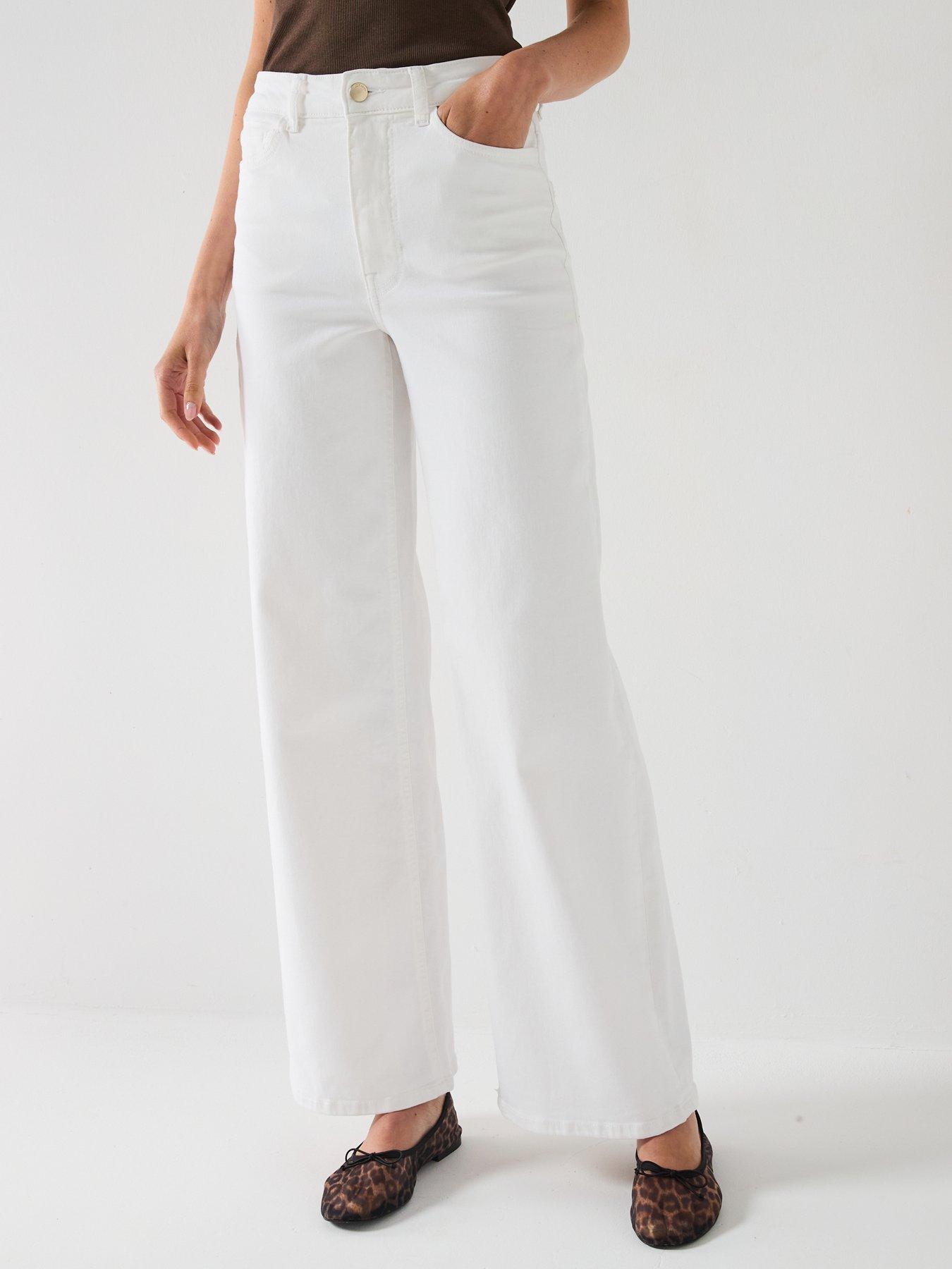 JDY Felina-Fina High Waist Wide Leg Denim Jean - White