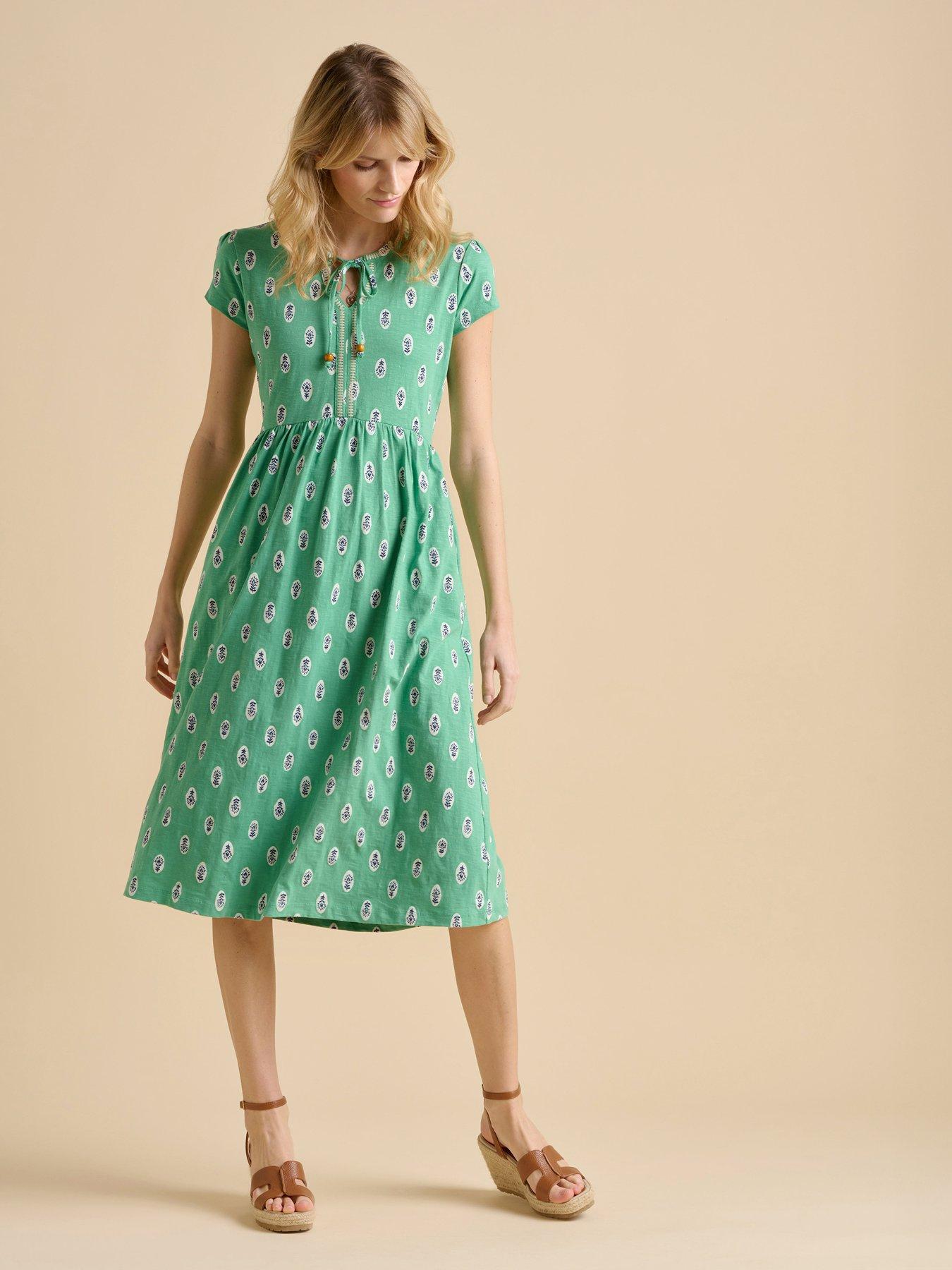 undefined Woodblock Floral Knee Length Dress