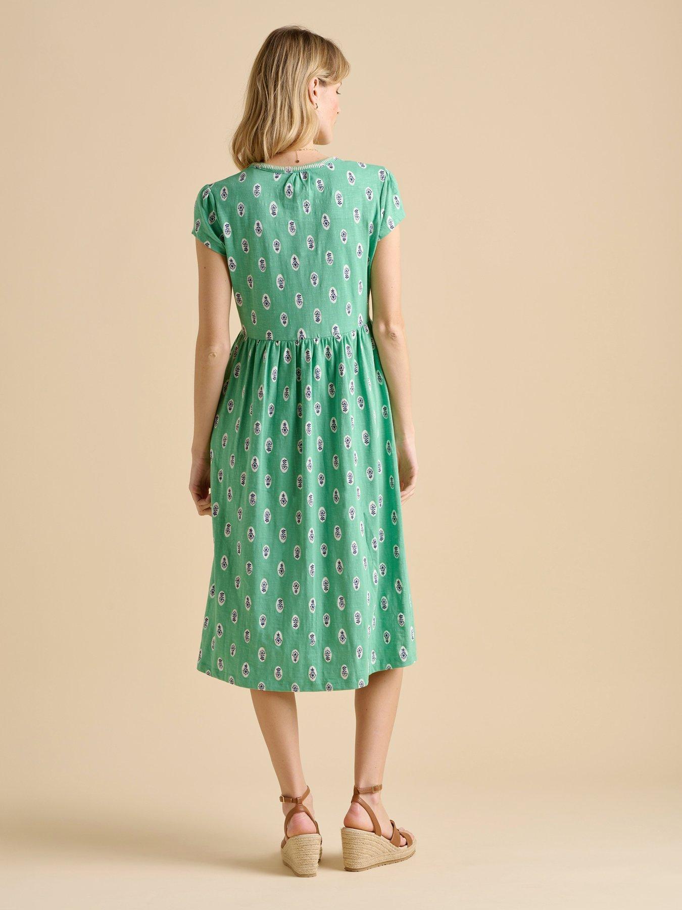  image of brakeburn-woodblock-floral-knee-length-dress