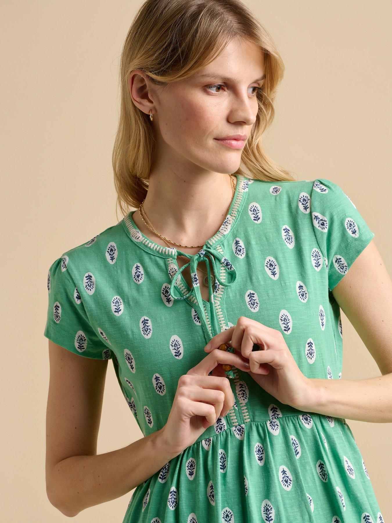  image of brakeburn-woodblock-floral-knee-length-dress