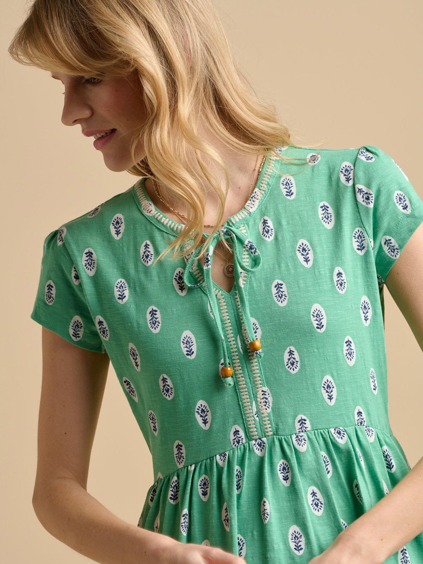  image of brakeburn-woodblock-floral-knee-length-dress
