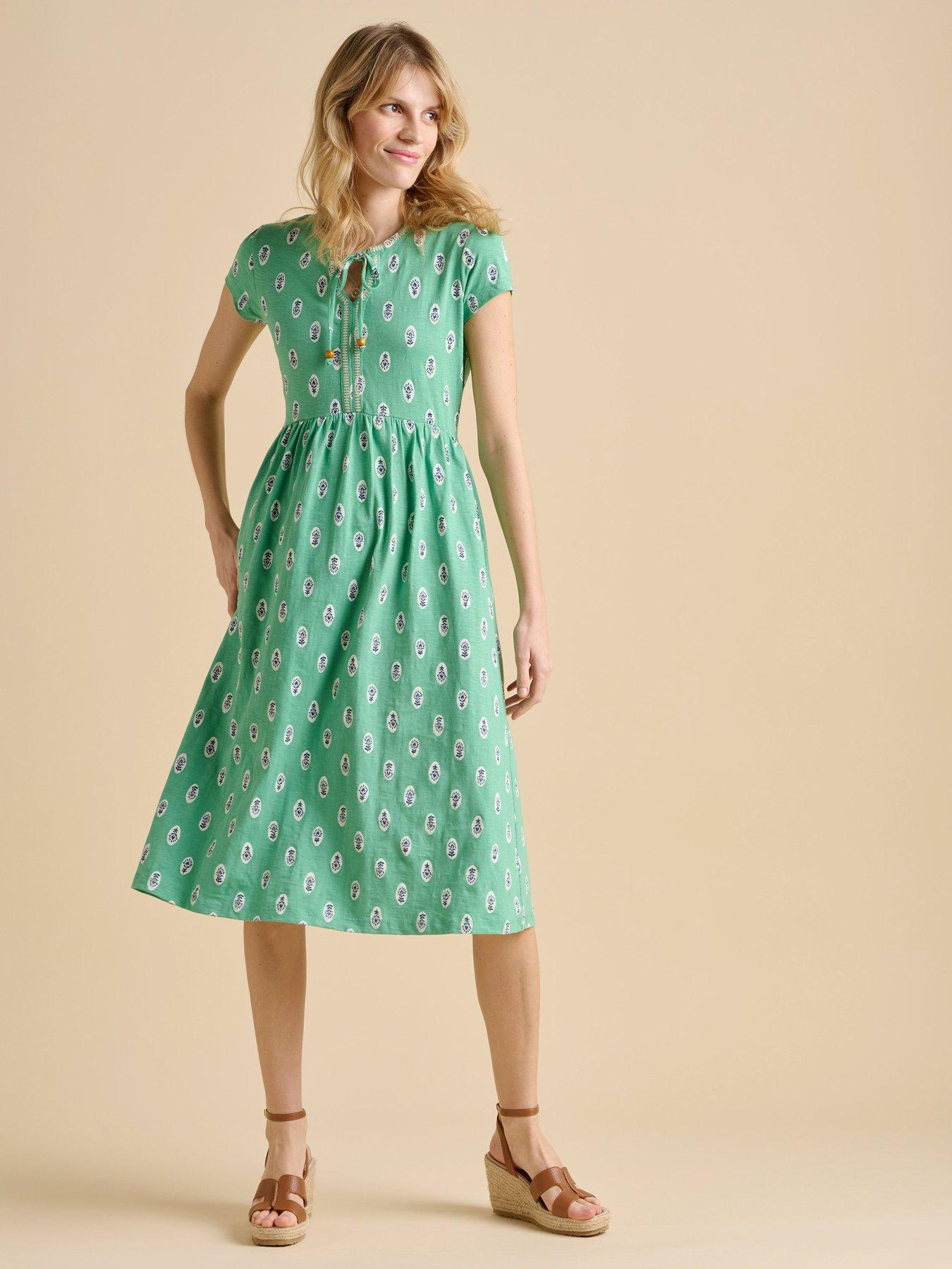  image of brakeburn-woodblock-floral-knee-length-dress