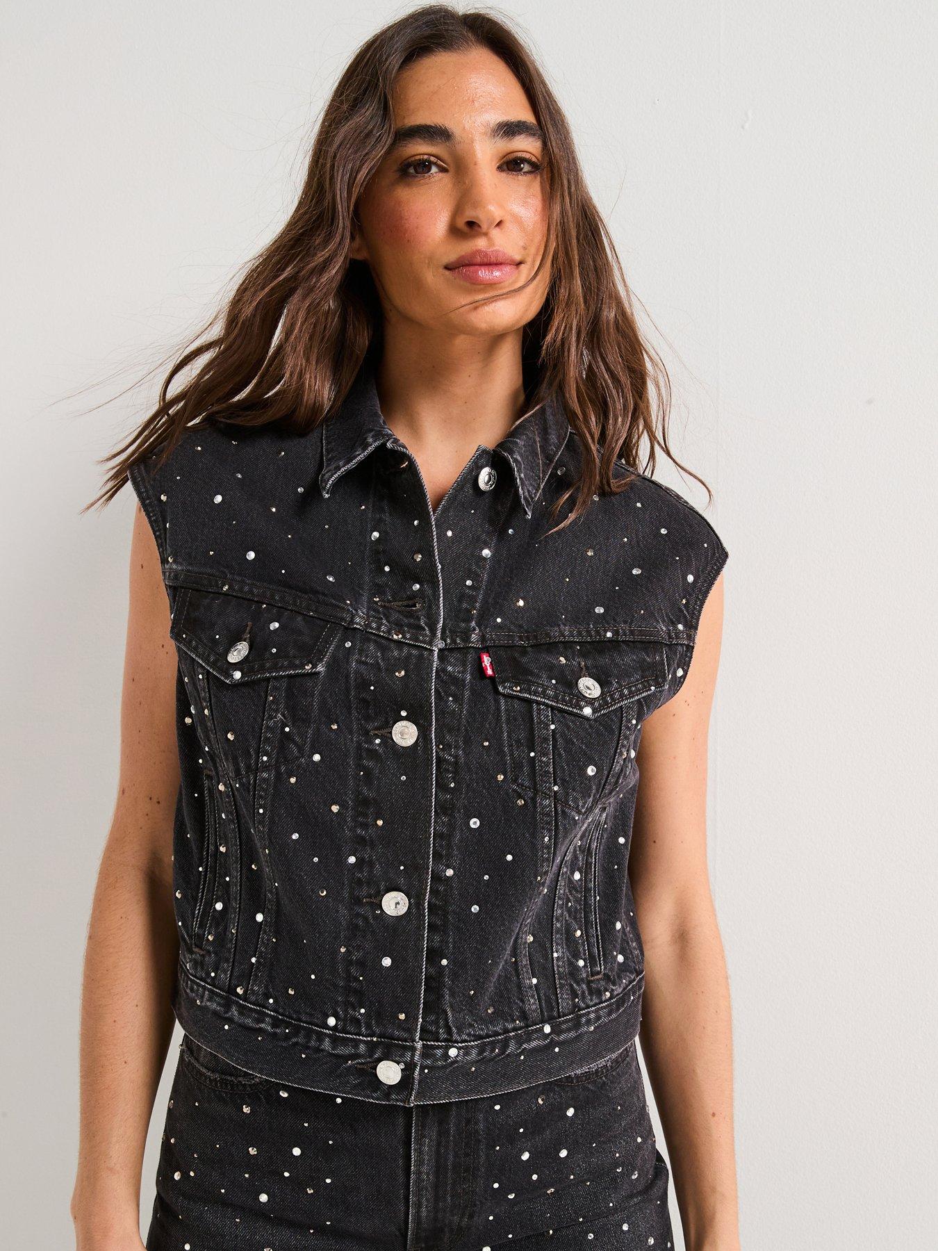 undefined Shrunken 90s Trucker Vest - Dazzle Me Smoke Vest