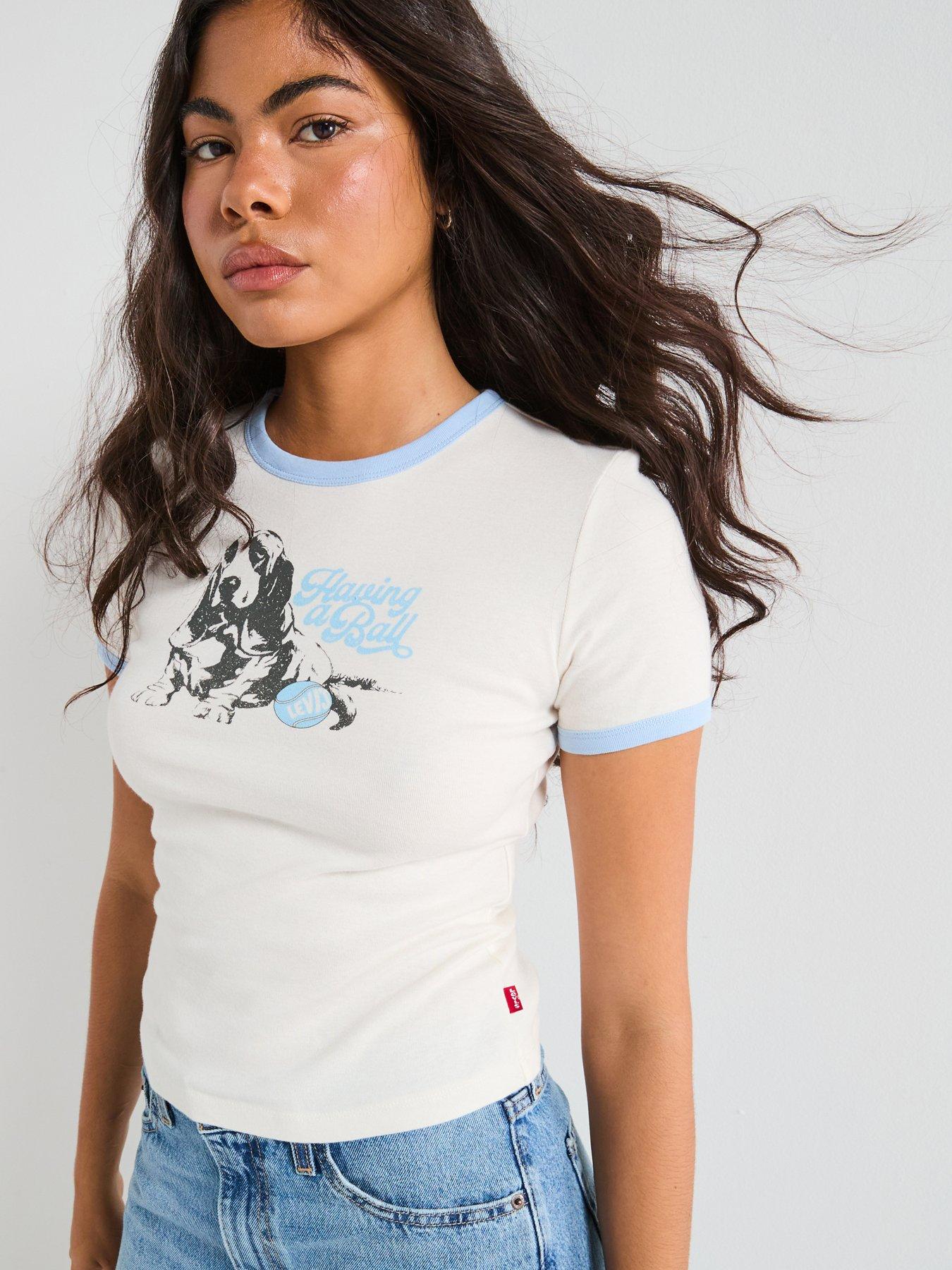 undefined Graphic Ringer Rickie T-Shirt - White