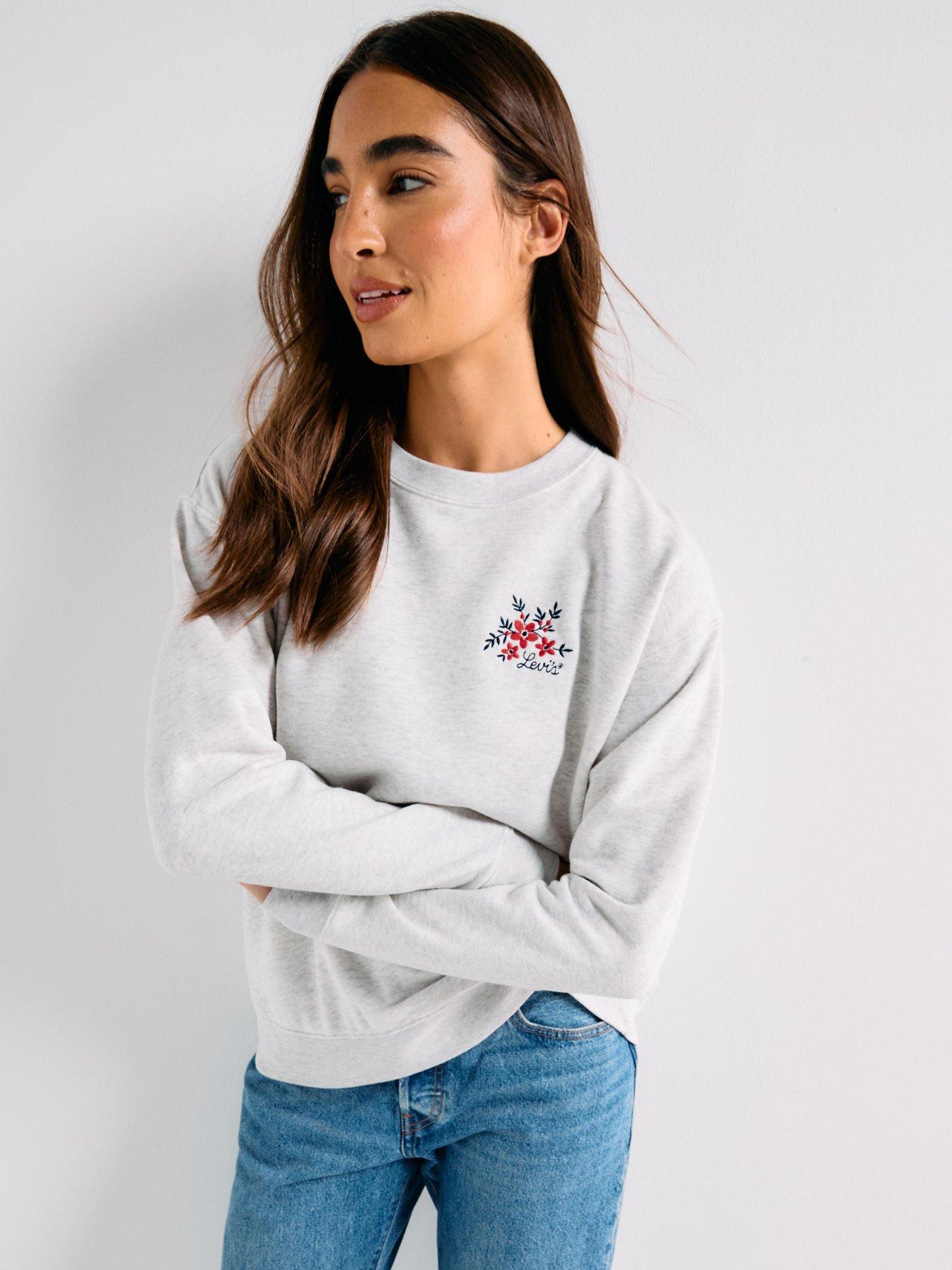 Image 5 of 6 of Levi's Graphic Everyday Crew Sweatshirt - Crew Vicki Floral Embroidery Orbit Heather Gray