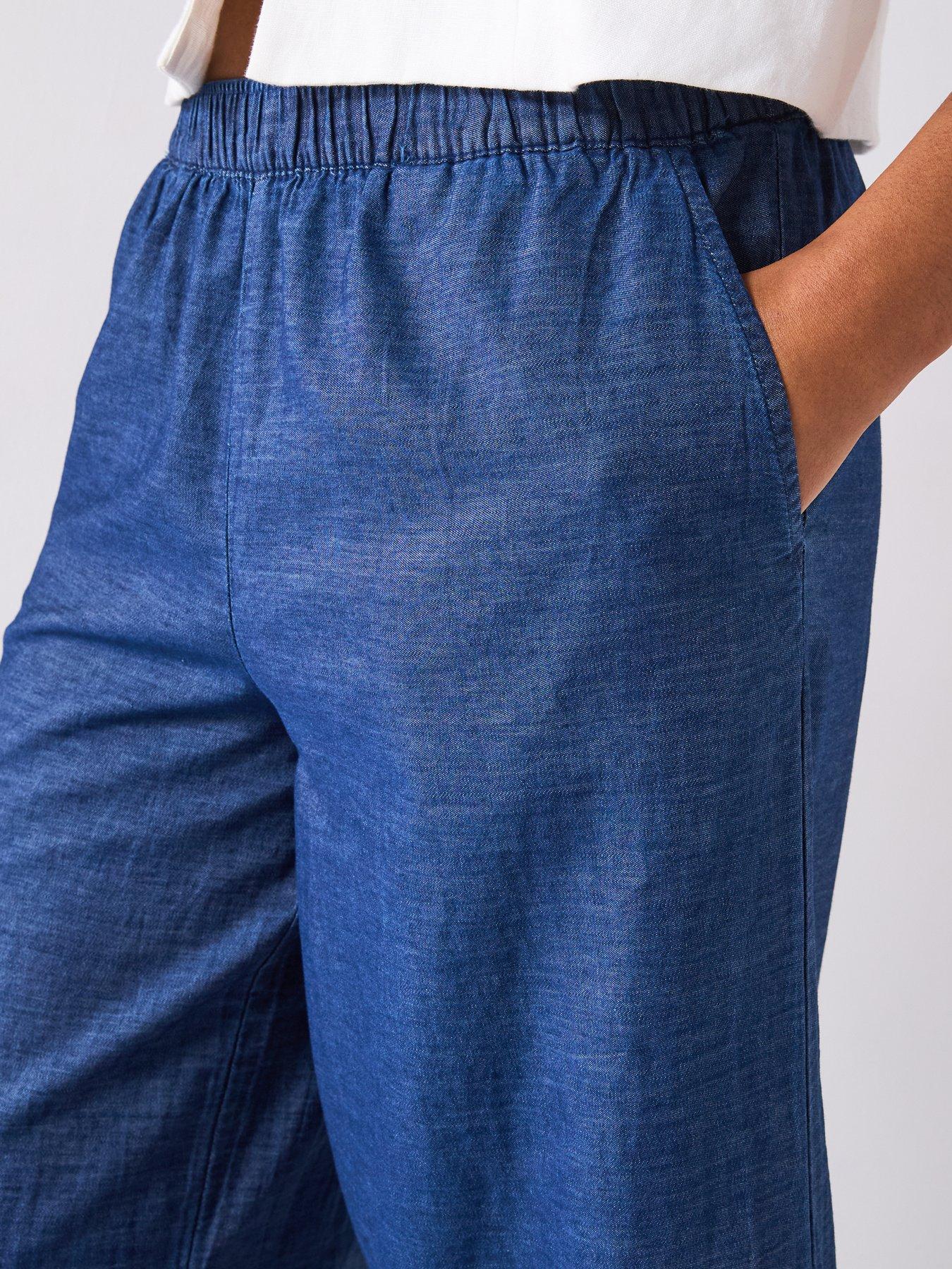  image of jdy-margot-high-waist-embroidery-ankle-pant-blue