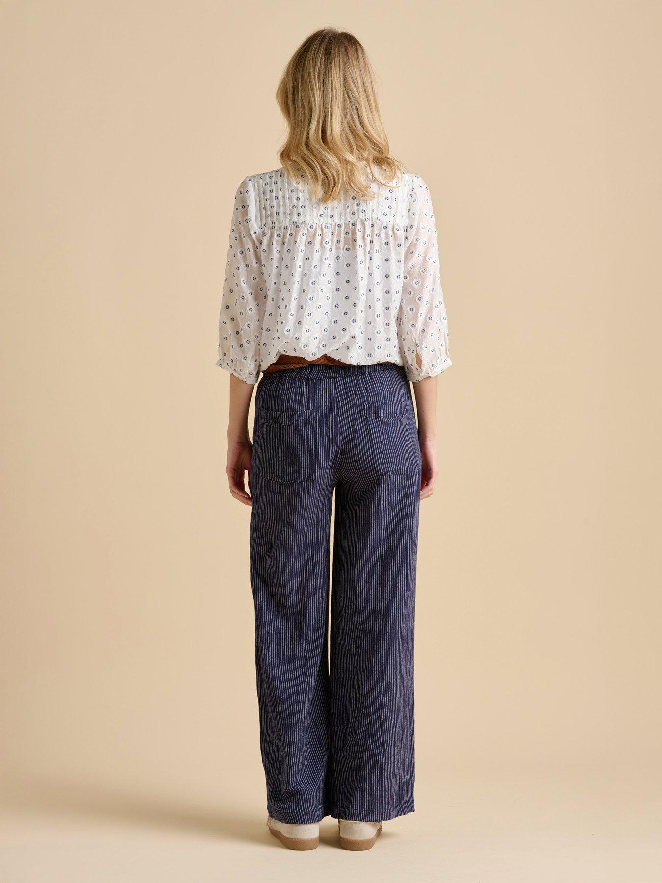  image of brakeburn-wide-leg-stripe-trouser-navy