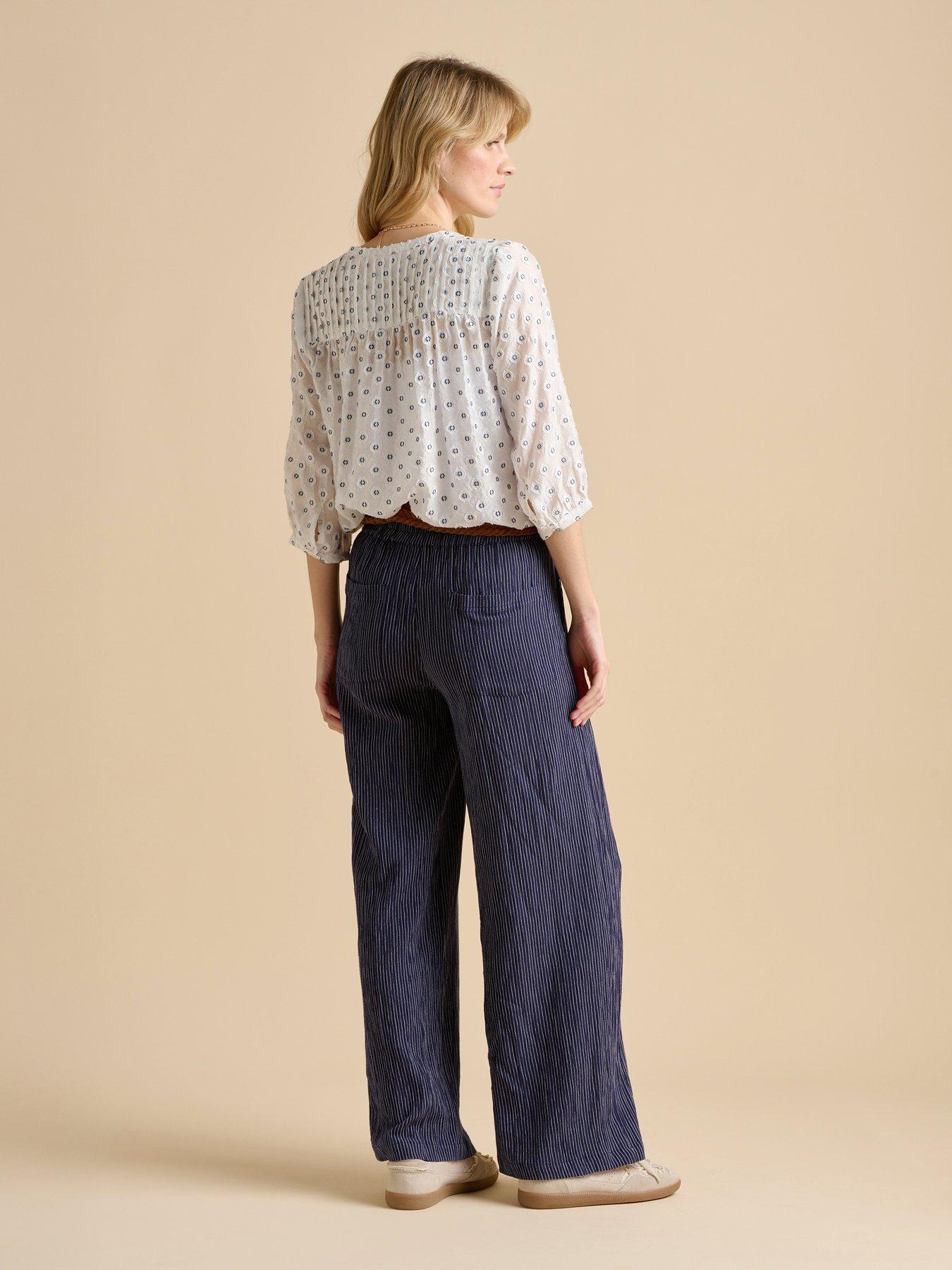  image of brakeburn-wide-leg-stripe-trouser-navy