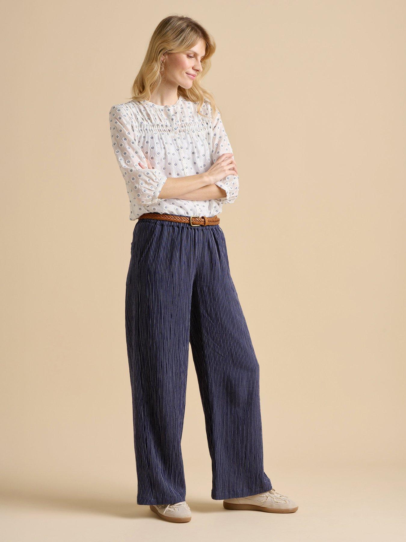  image of brakeburn-wide-leg-stripe-trouser-navy