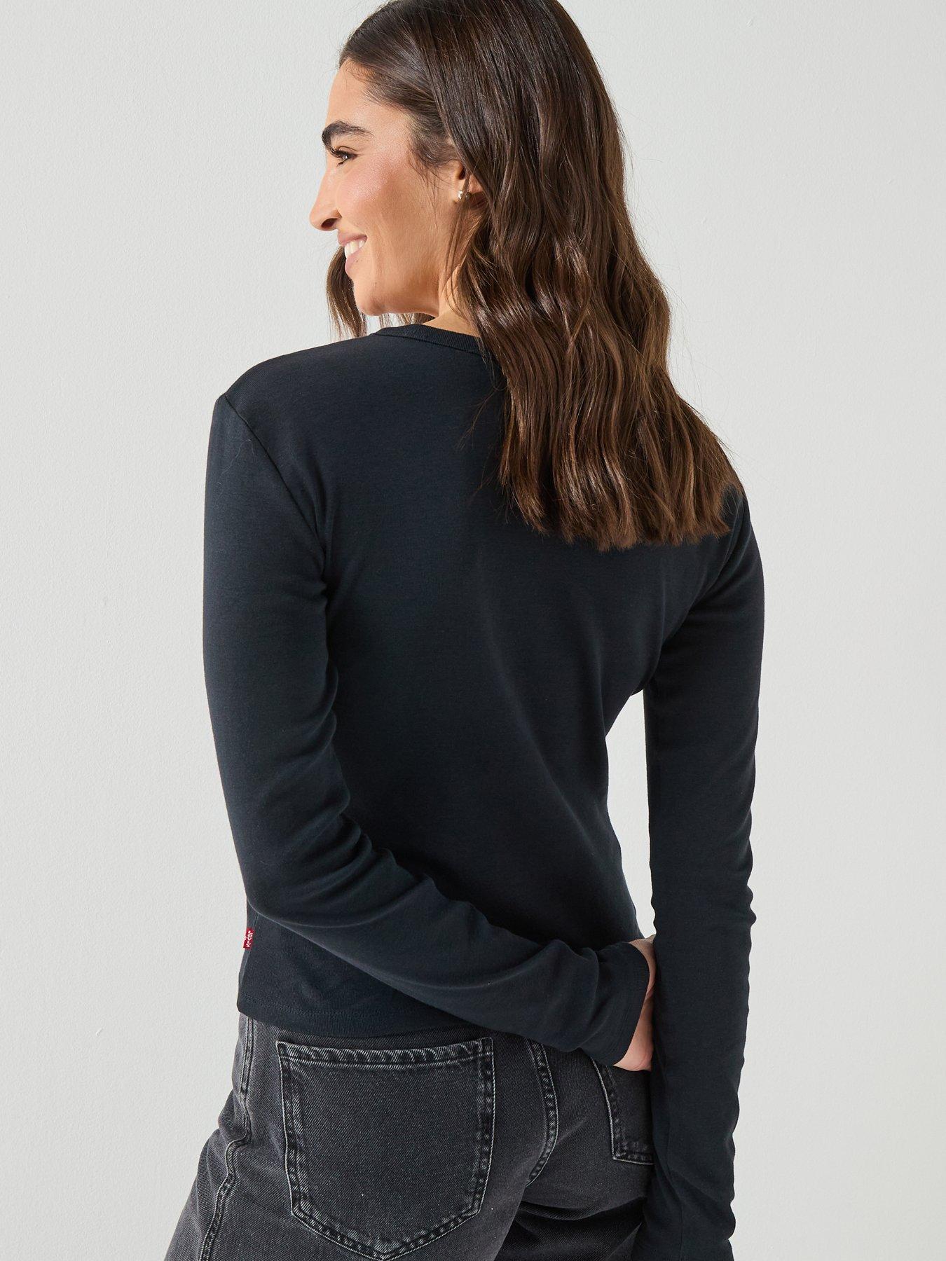 Image 2 of 6 of Levi's Graphic Rickie Long-Sleeve T-Shirt Glitter Script - Black