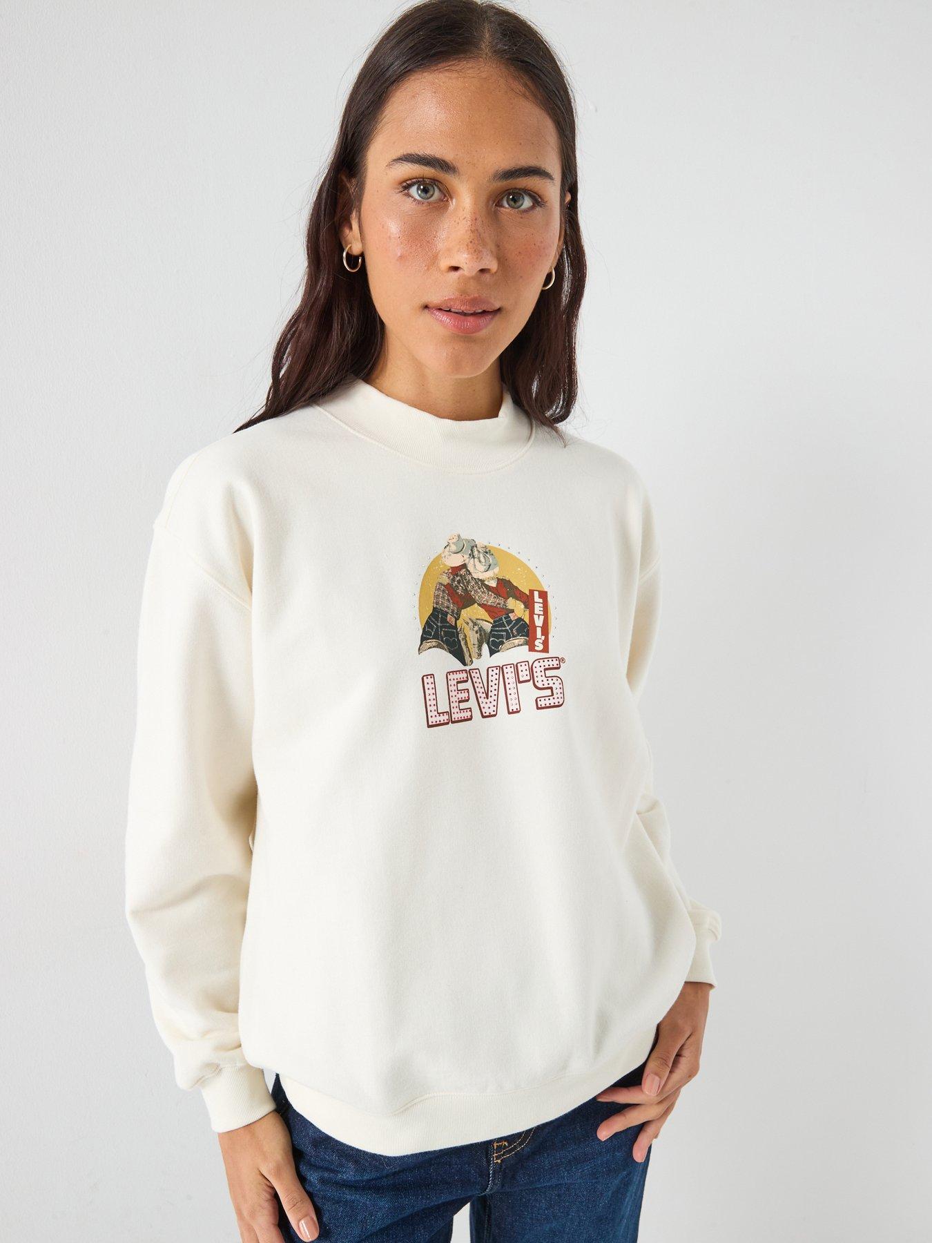 front image of levis-graphic-collins-mock-neck-sweatshirt-white